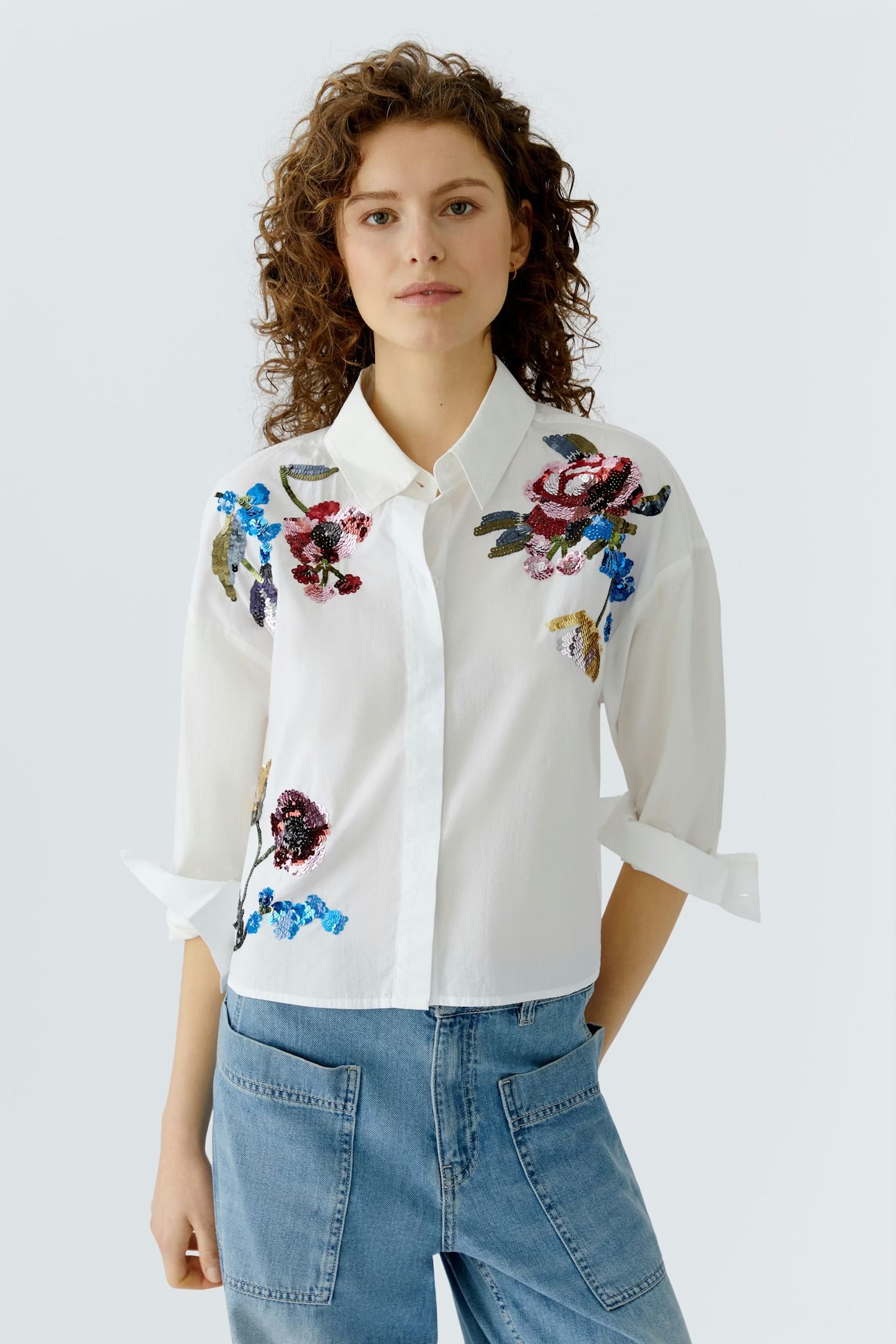 Oui embroidery shirt In optic white