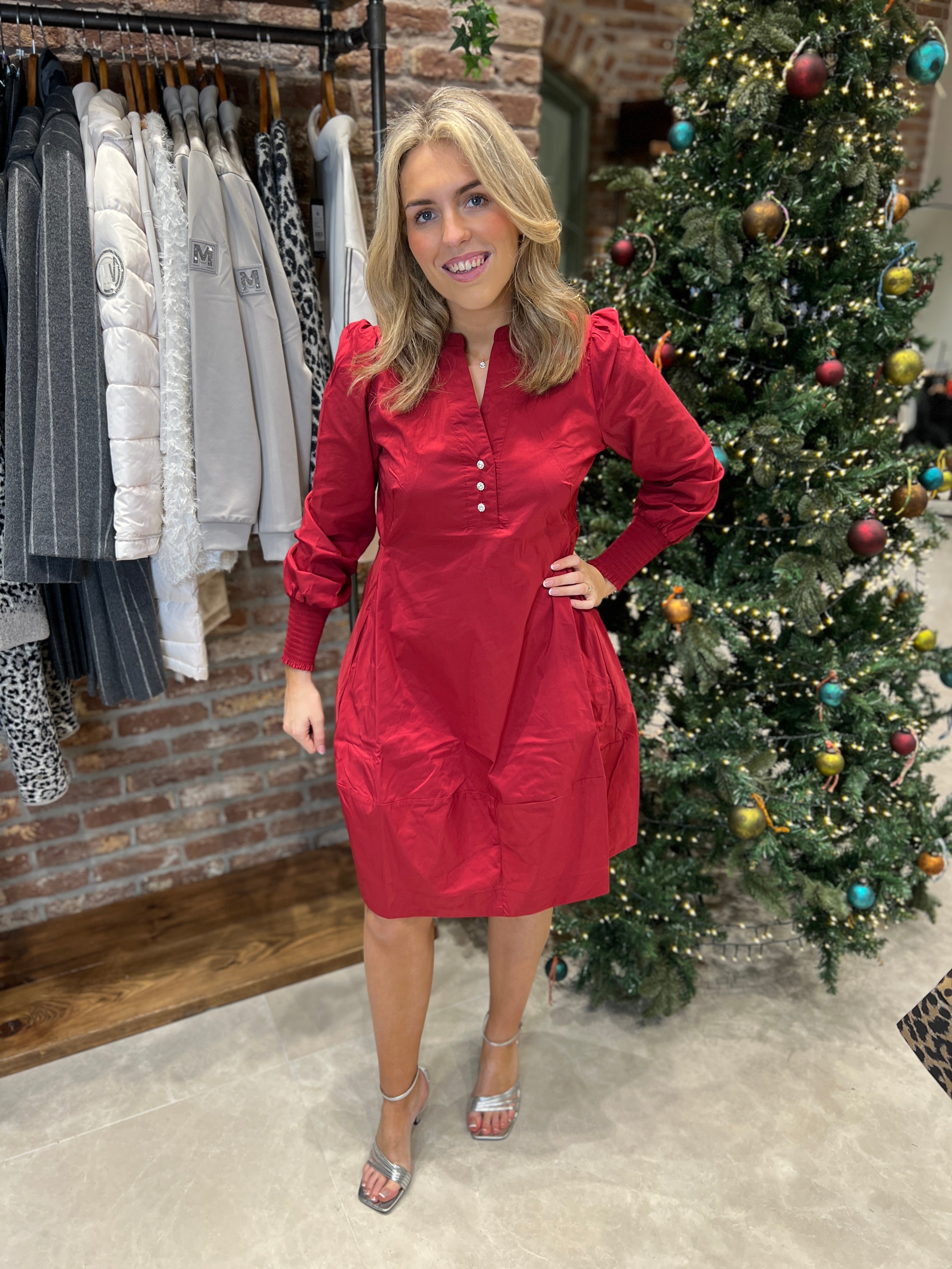 Culture Cuantoinett Rib Dress In Chill Pepper