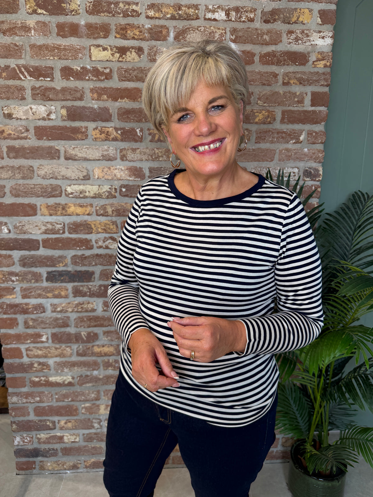 Striped top in urban dark navy