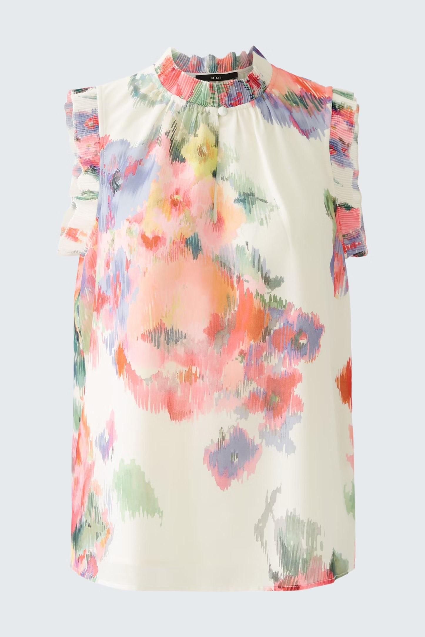 Oui Floral Blouse In Pink & Green