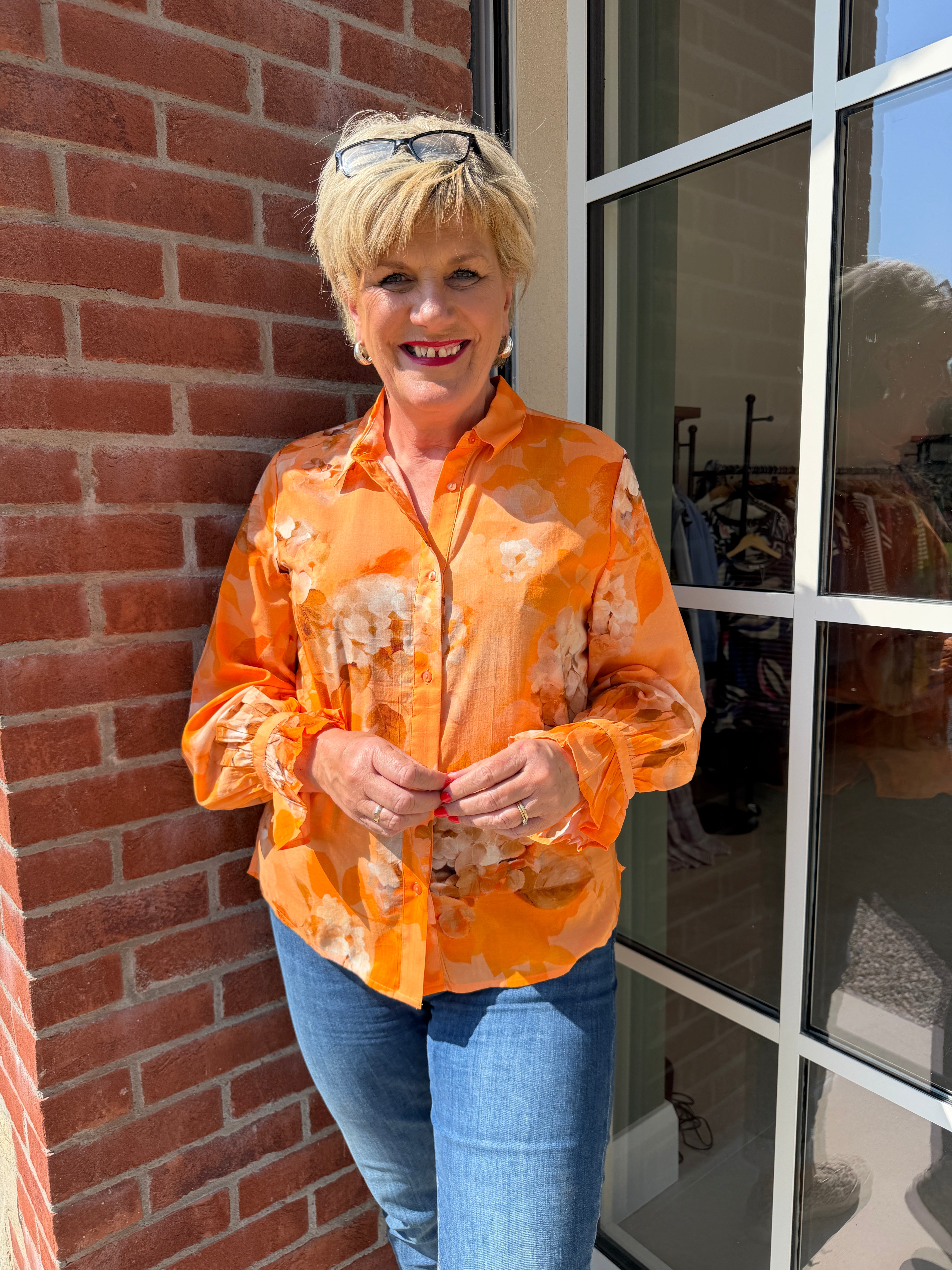 Monari Floral Blouse In Apricot