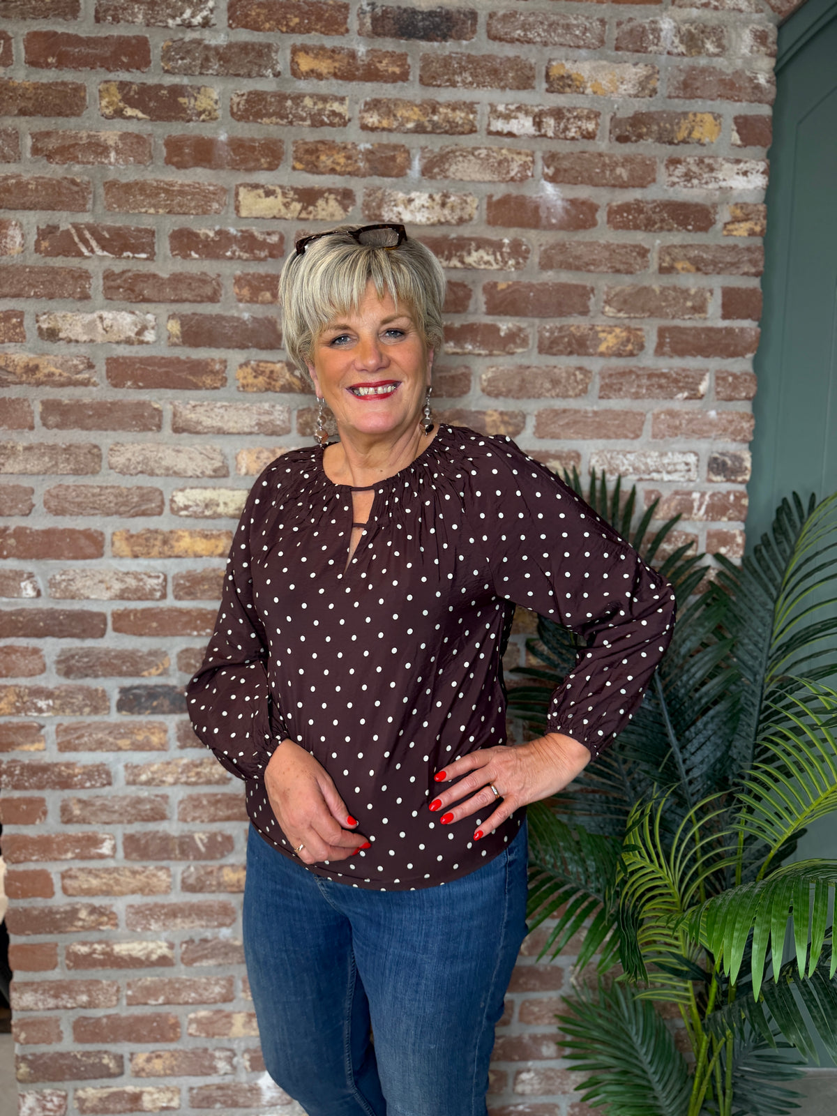 Spot blouse in coffee bean