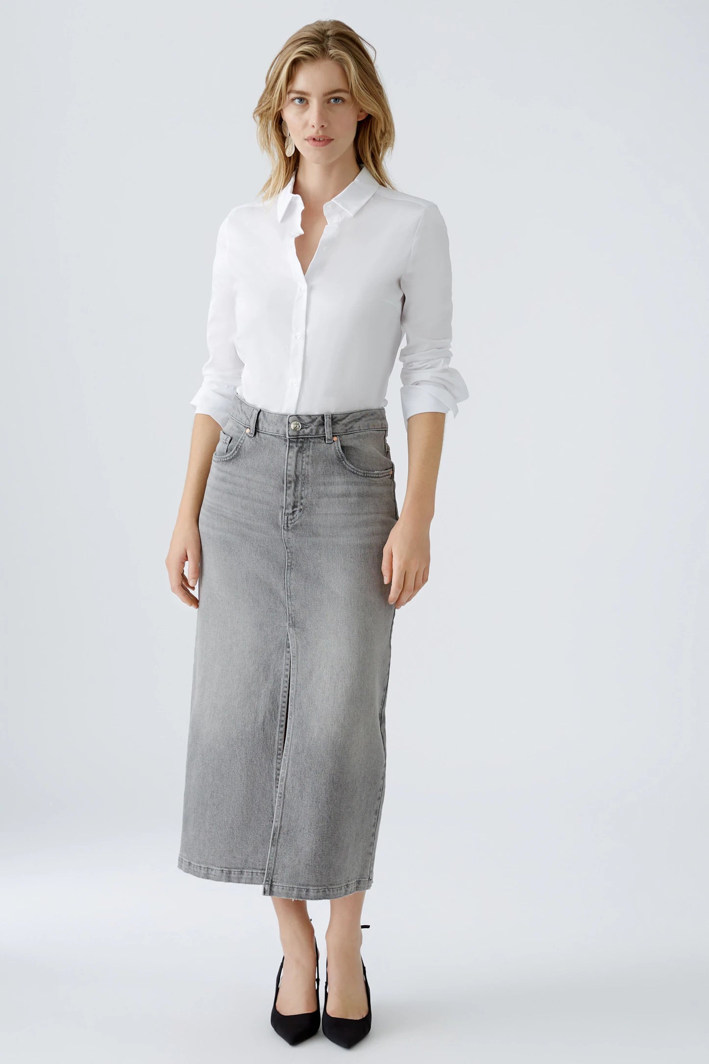 Oui Cotton Blend Shirt In Optic White