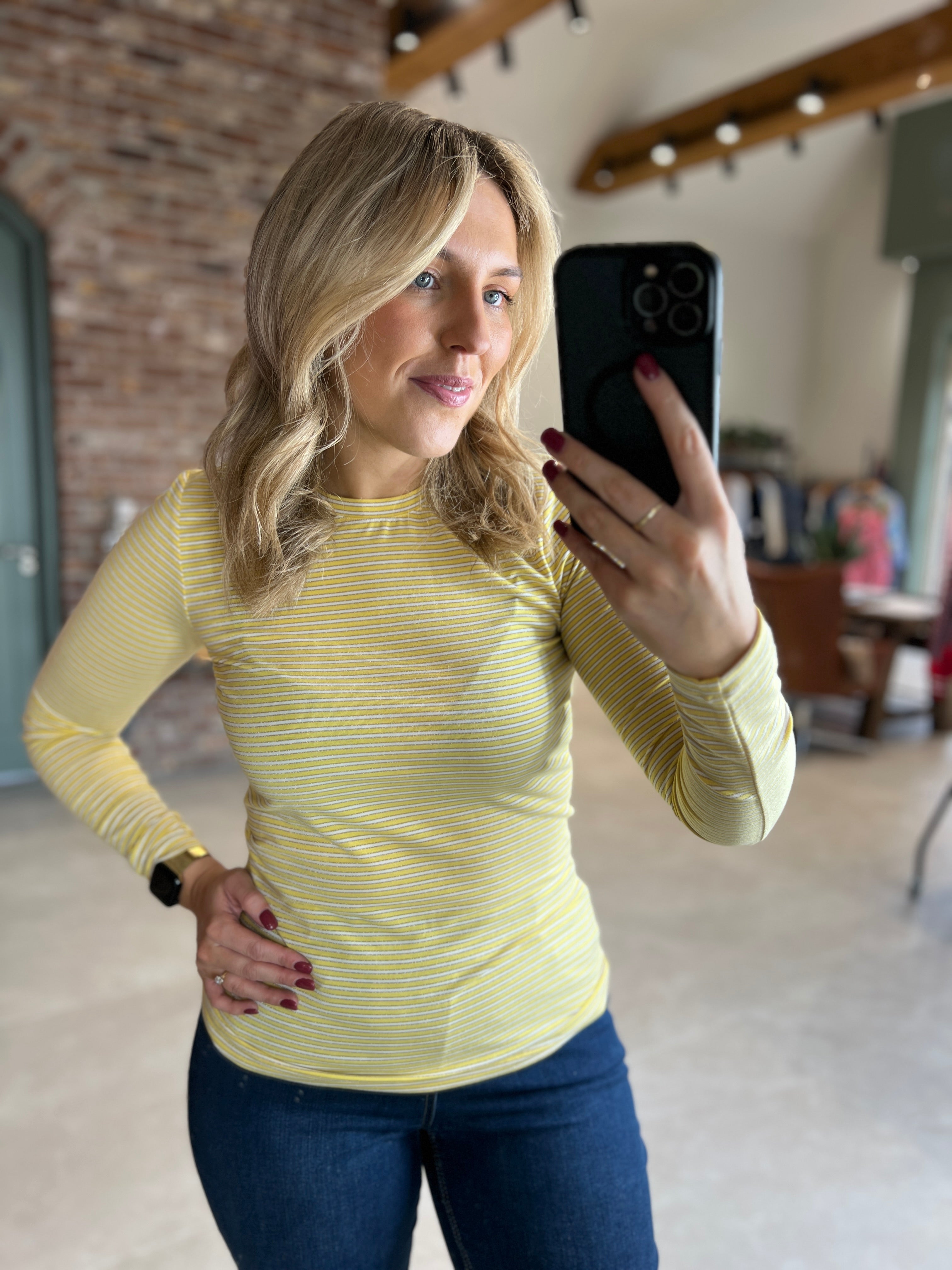 Culture Striped Top In Yellow & White