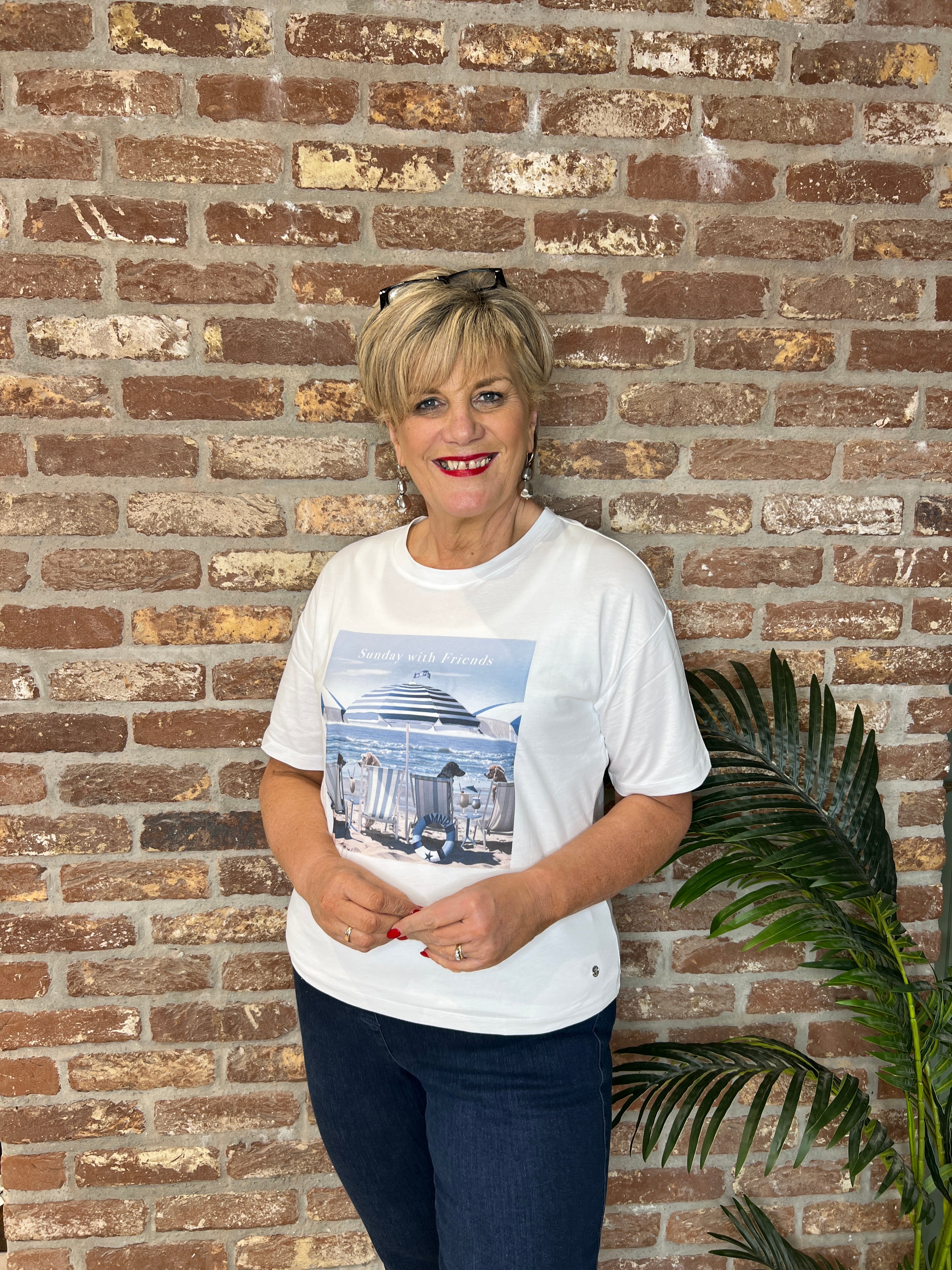 Monari Printed T-shirt In Cream