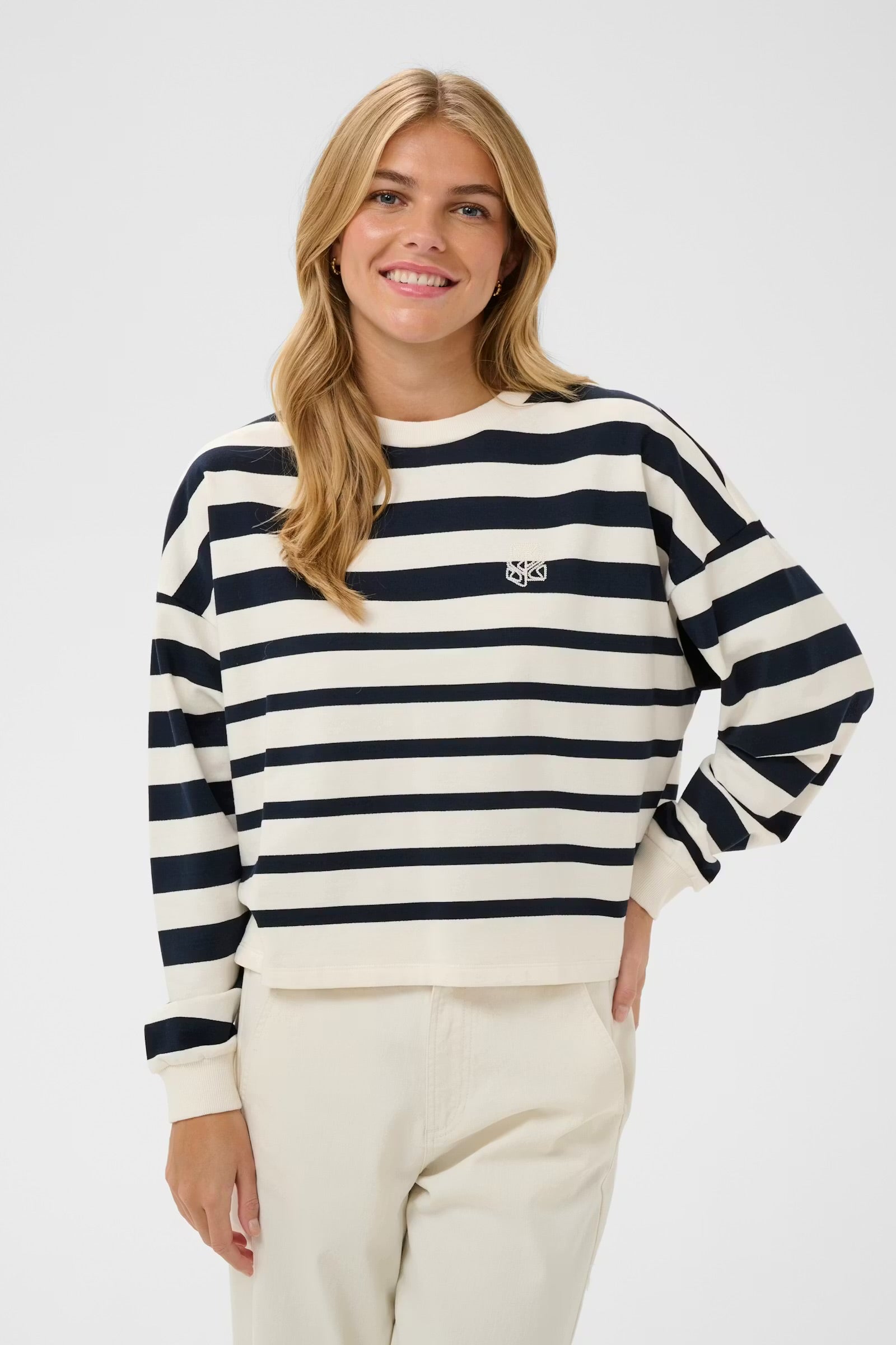 Saint Tropez Striped Sweatshirt In Navy multi