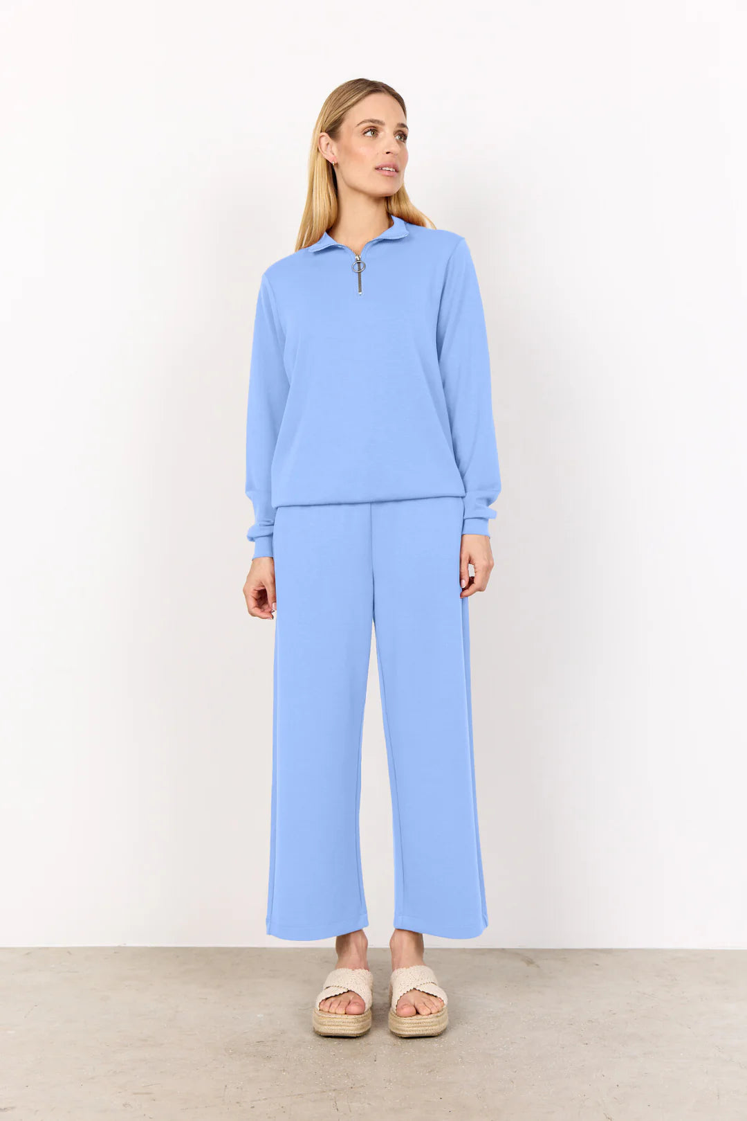Soya Concept Banu zipped Sweatshirt In Light Blue
