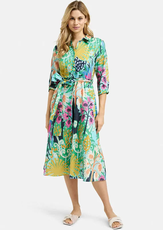 Milano Tie Detail Dress In Colourful Print