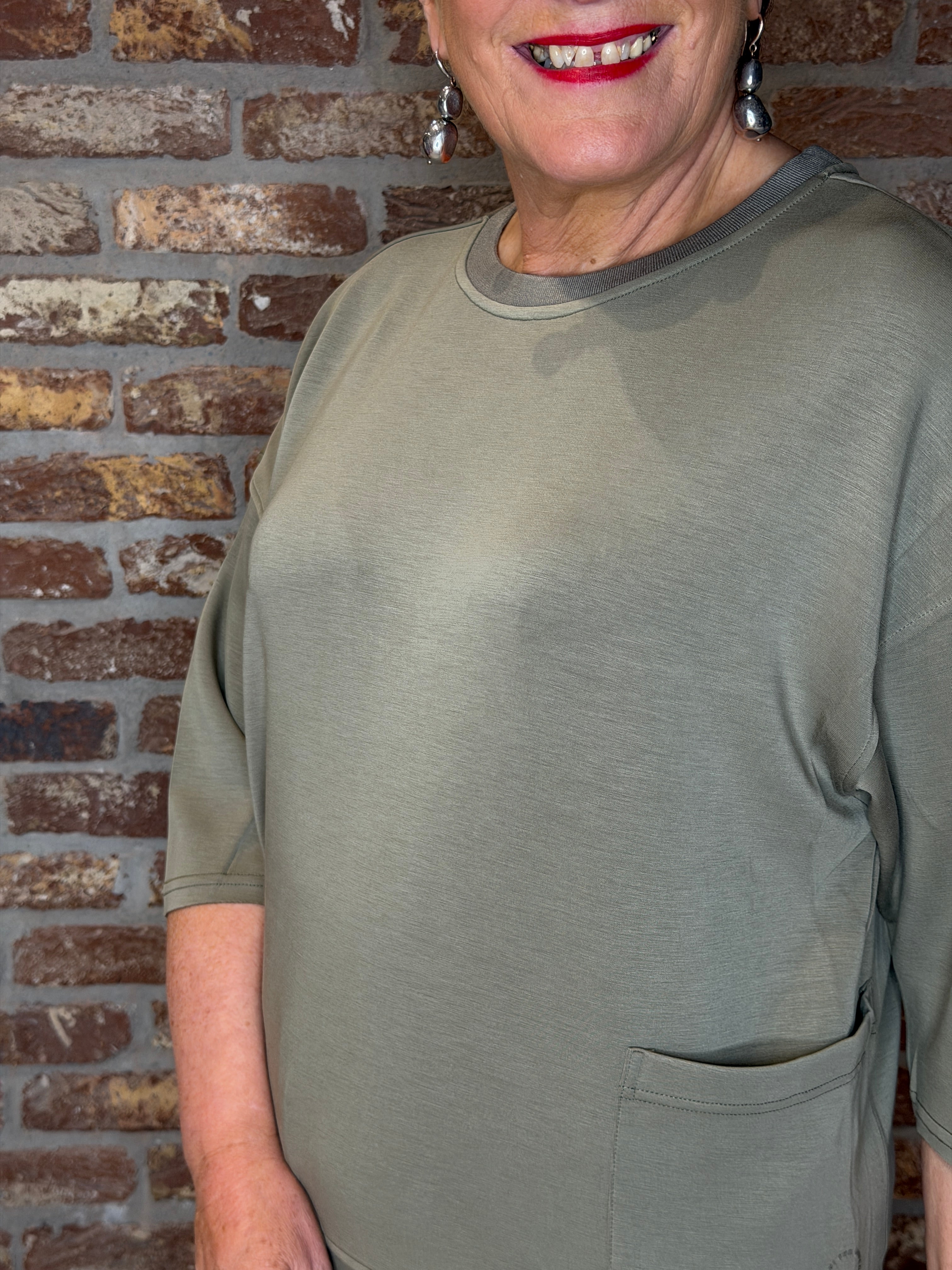 Oui sweatshirt with pocket In Khaki