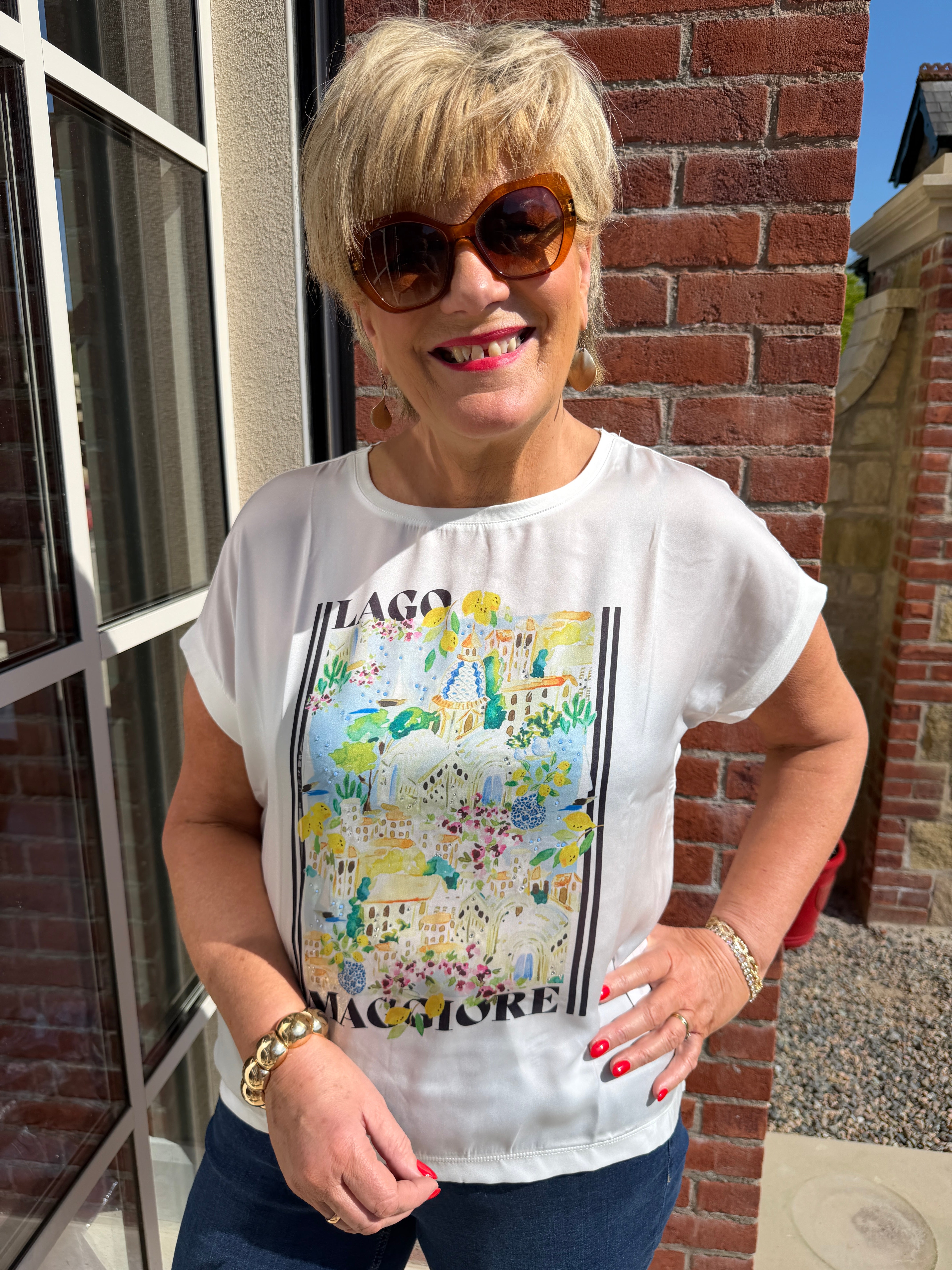 Milano Italy Patterned T-shirt in off white