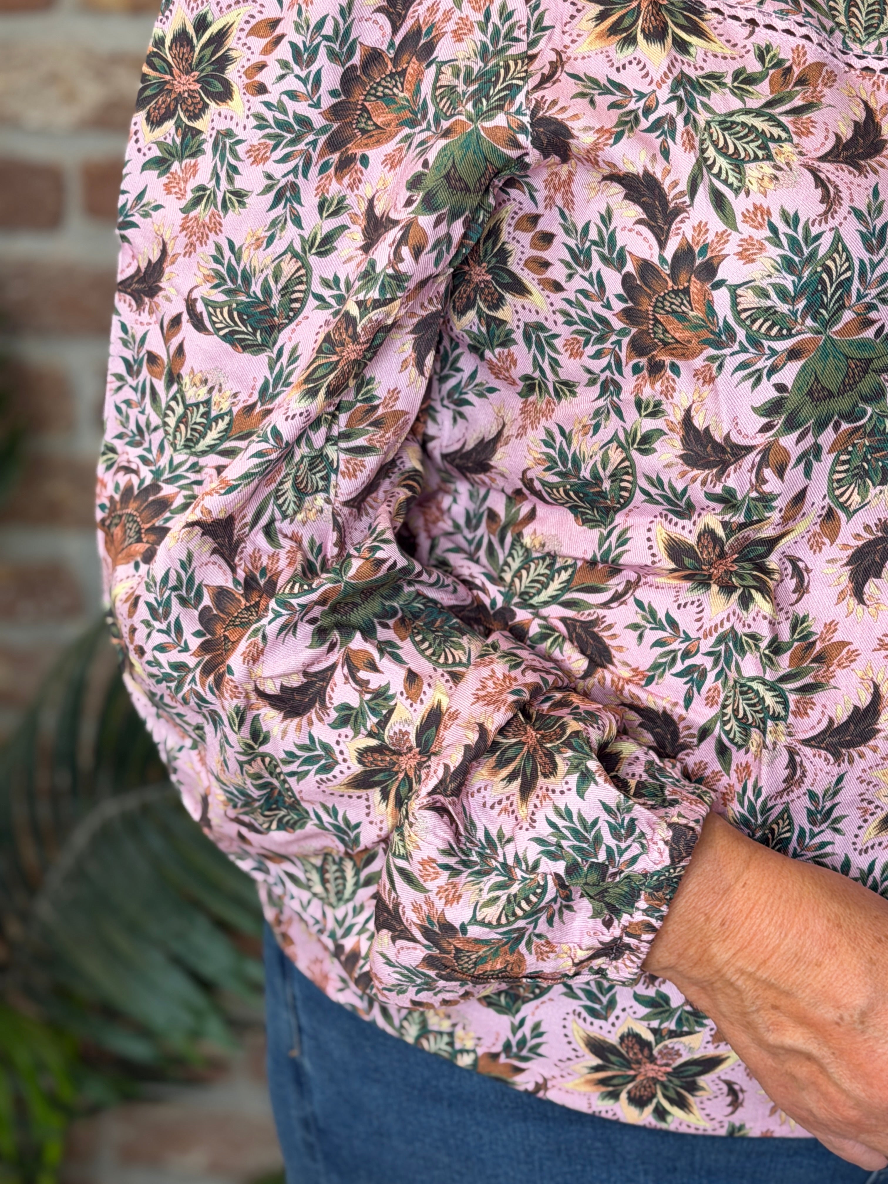 Bloom print blouse in pink multi
