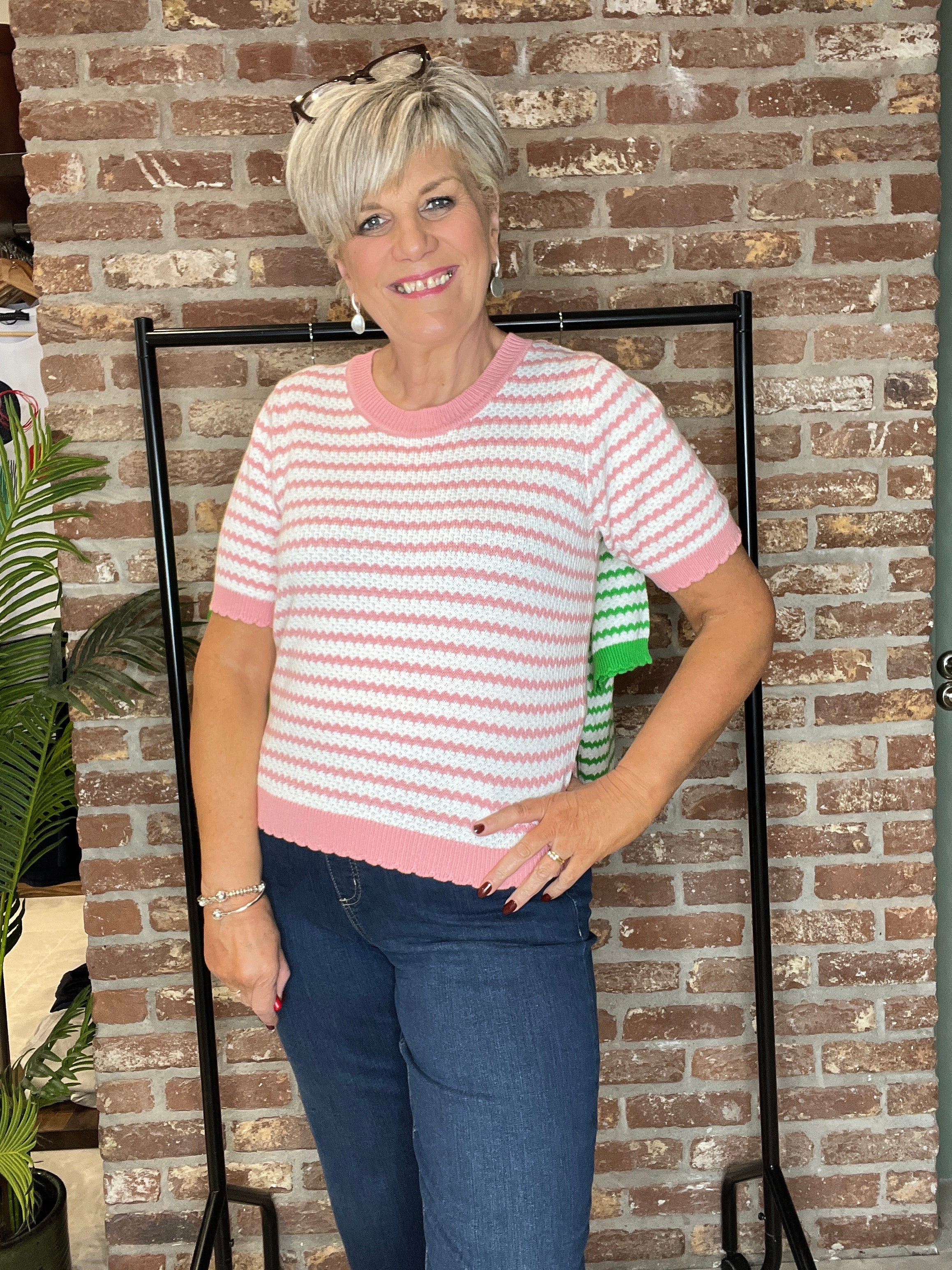 Nümph striped pullover In Peony