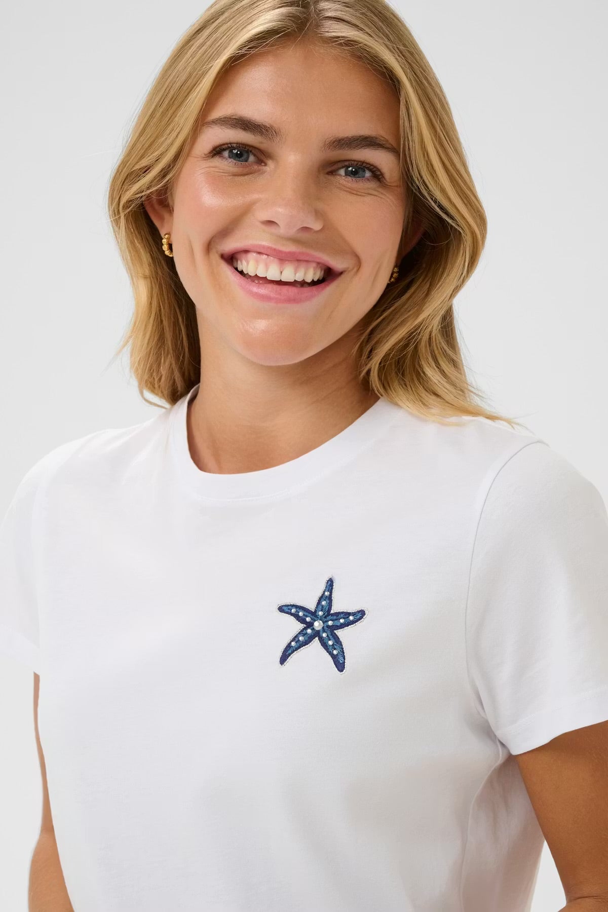 Saint Tropez appliqué T-shirt in Bright white