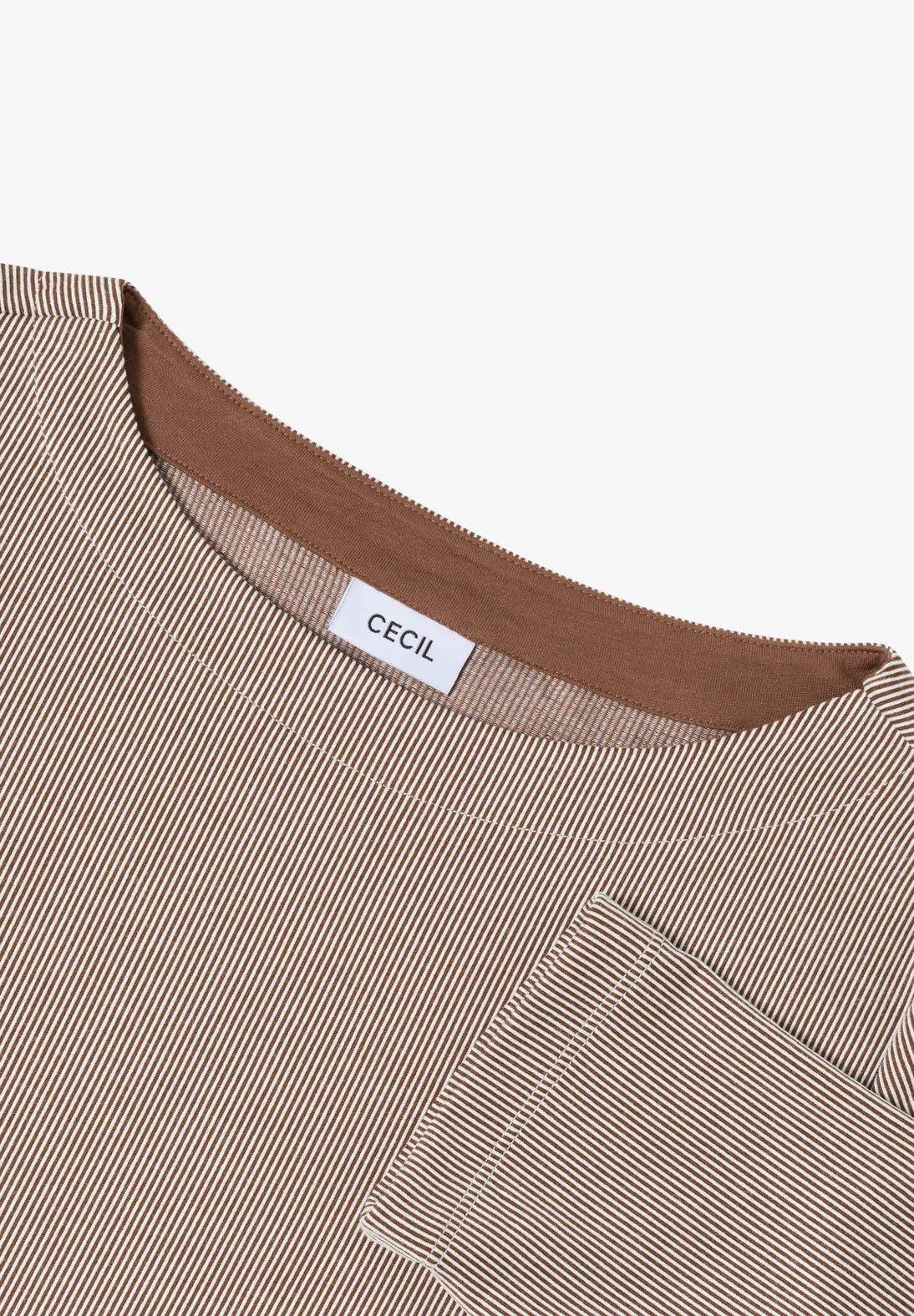 Cecil Striped Top In Mocha Carmel