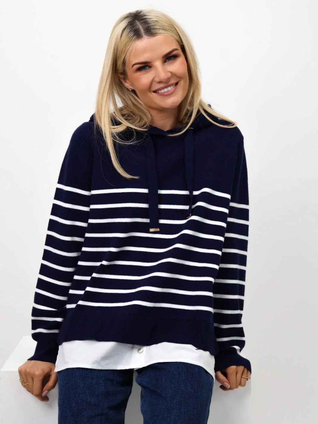 Kate & Pippa Sam Jumper In Navy & White stripe