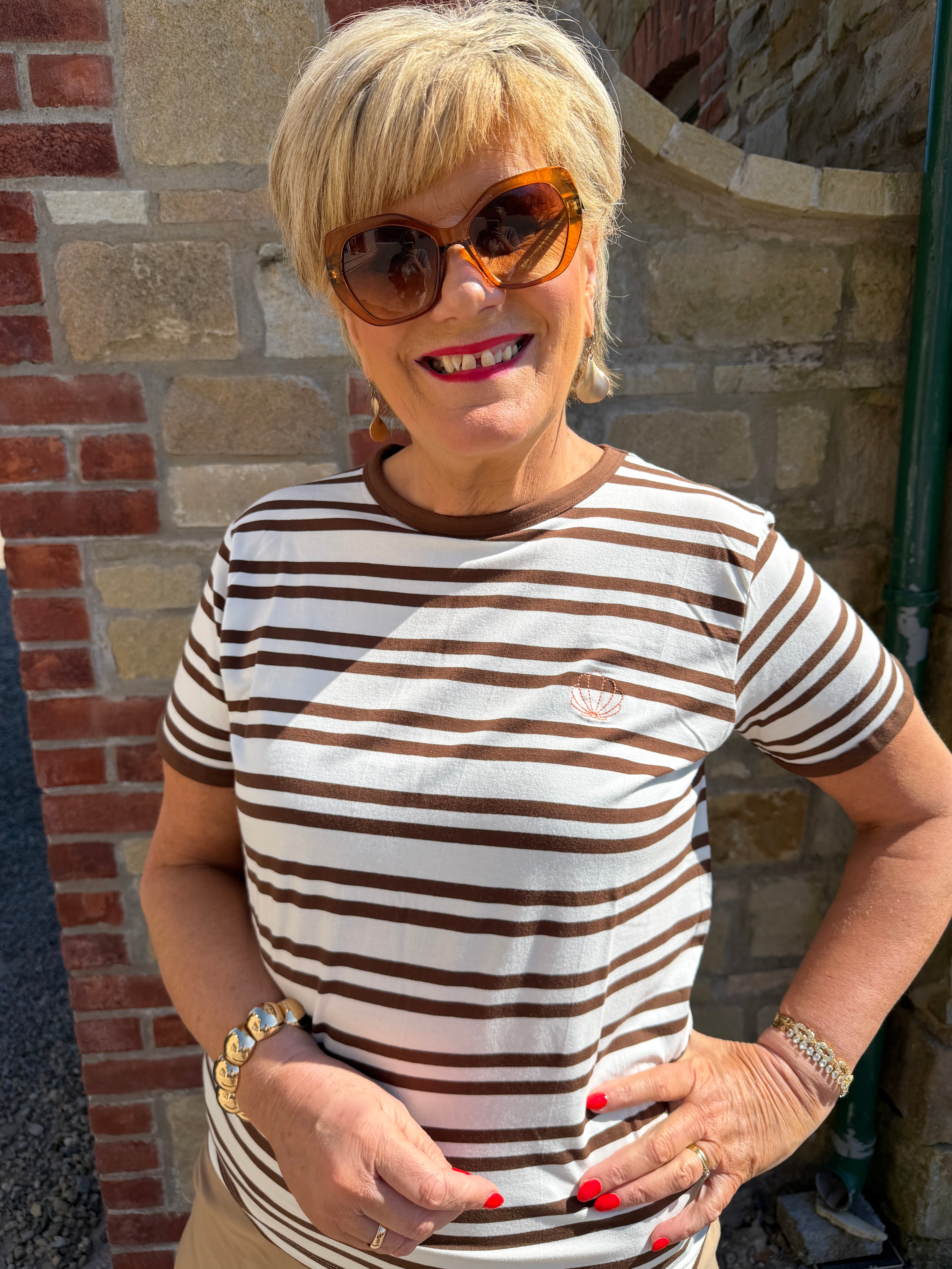 Saint Tropez striped t-shirt in fondue Fudge