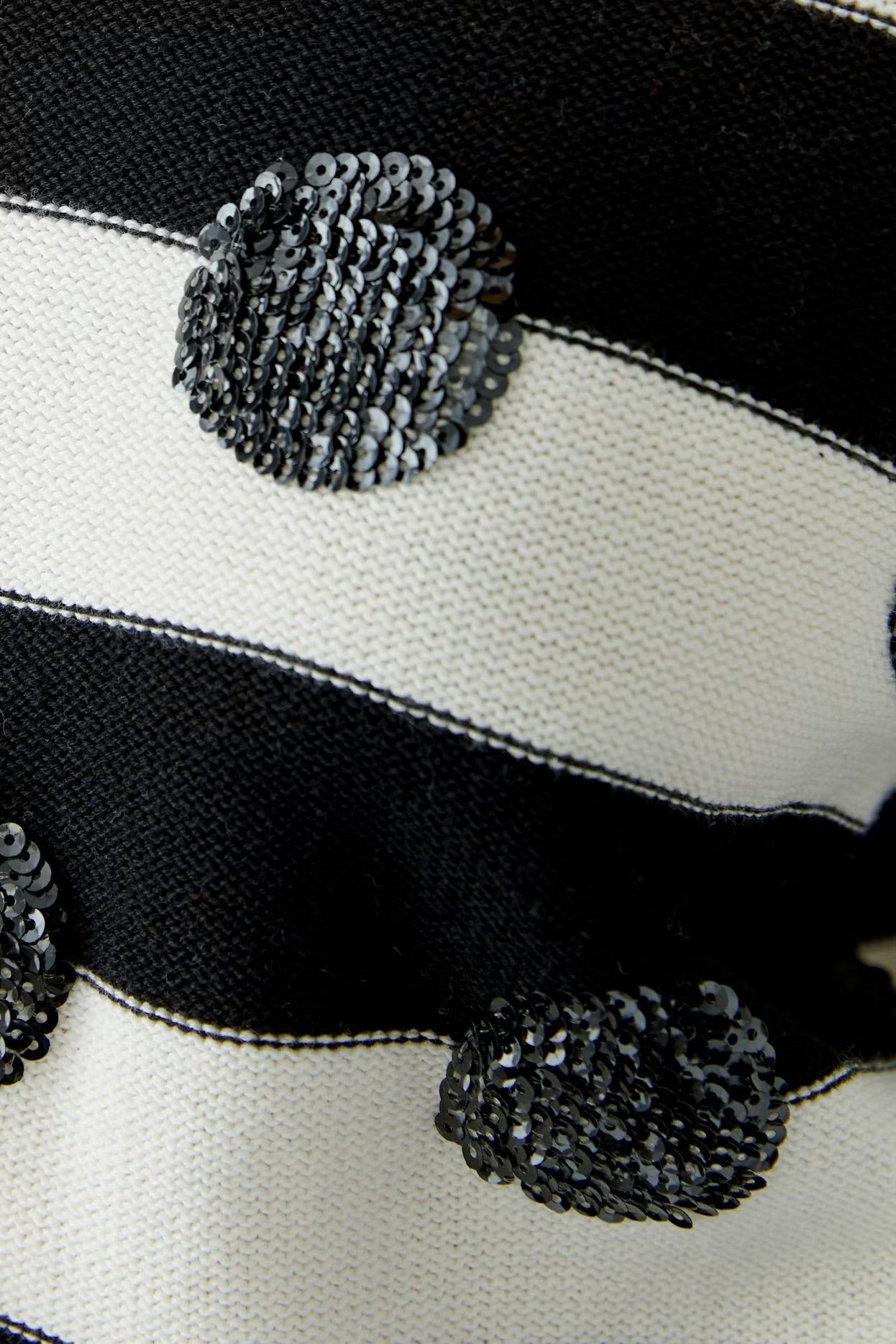 Oui sequin dots patterned jumper in white & black