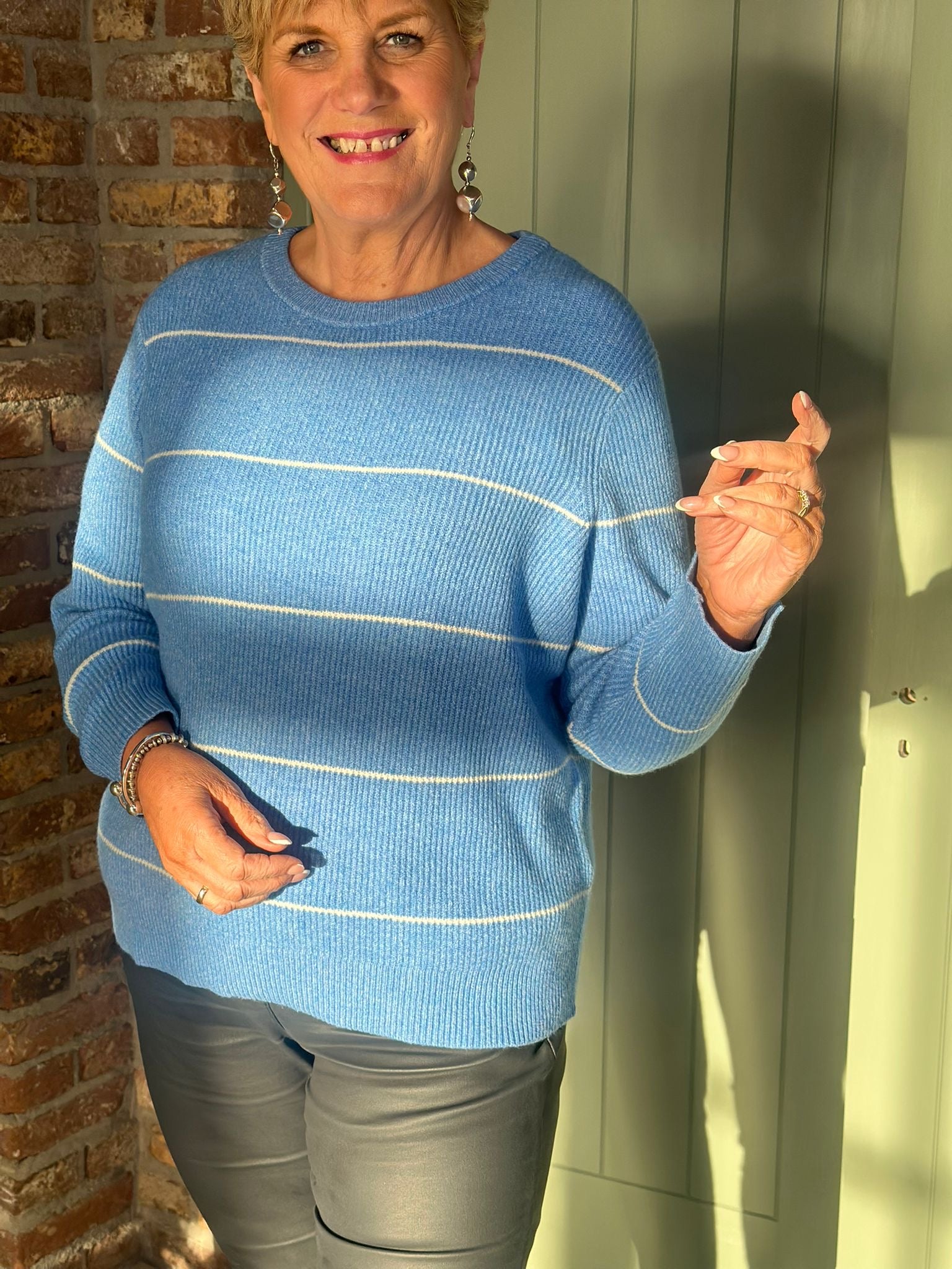 Cecil Striped Knit In Fountain Blue