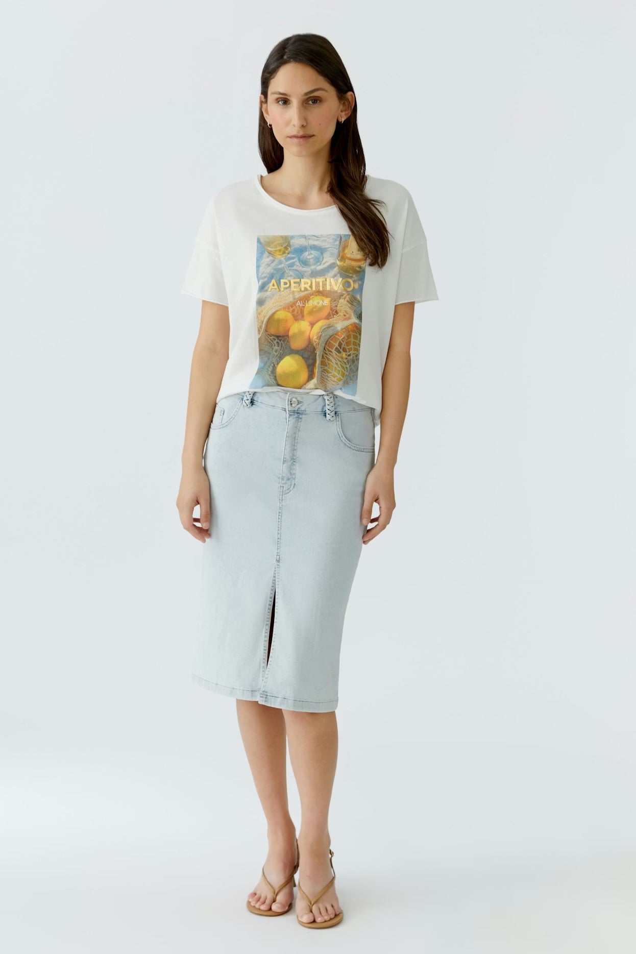 Oui lemon print T-shirt In Cloud Dancer
