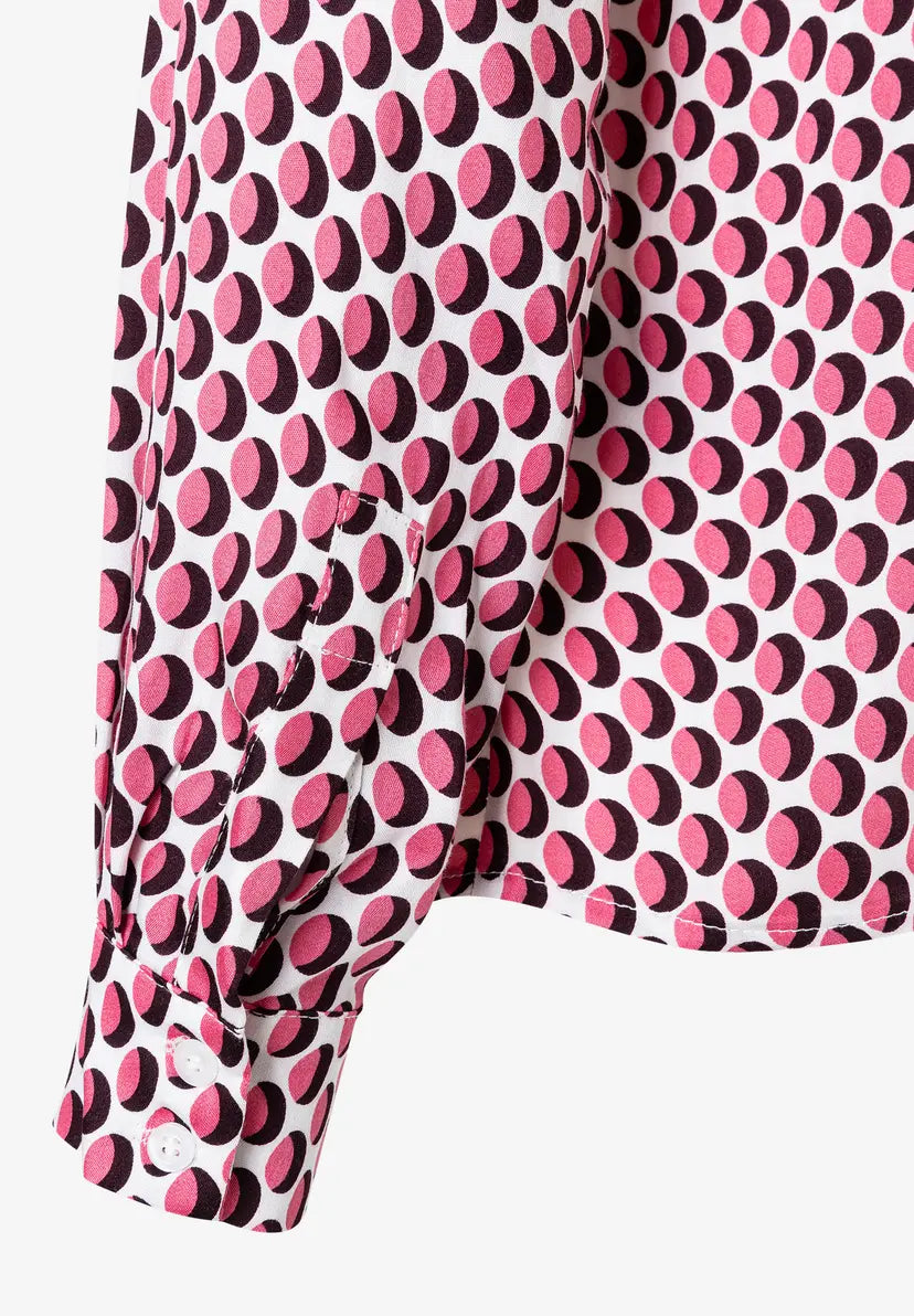 More & More Threetone Print Blouse In Berry