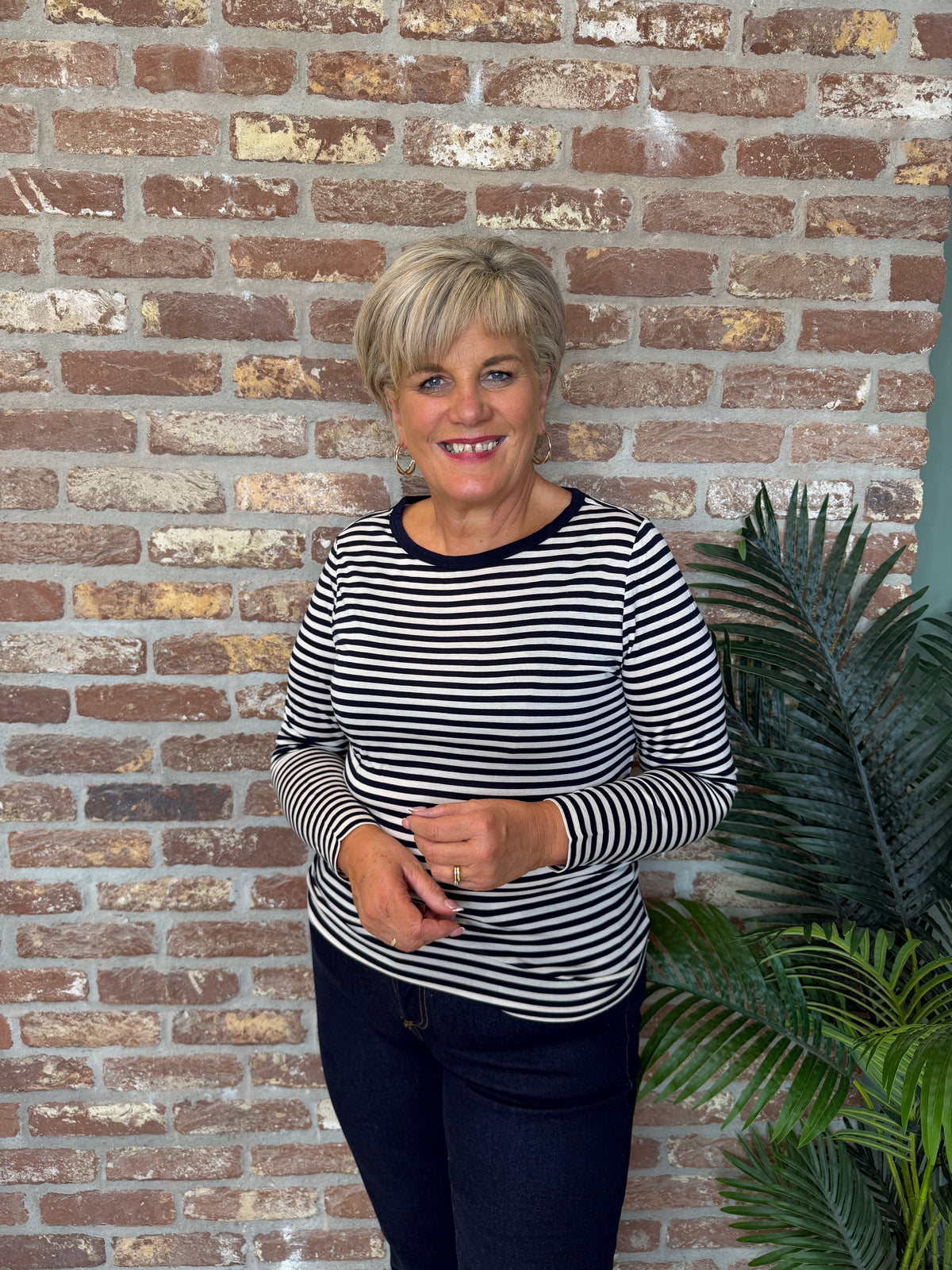 Striped top in urban dark navy
