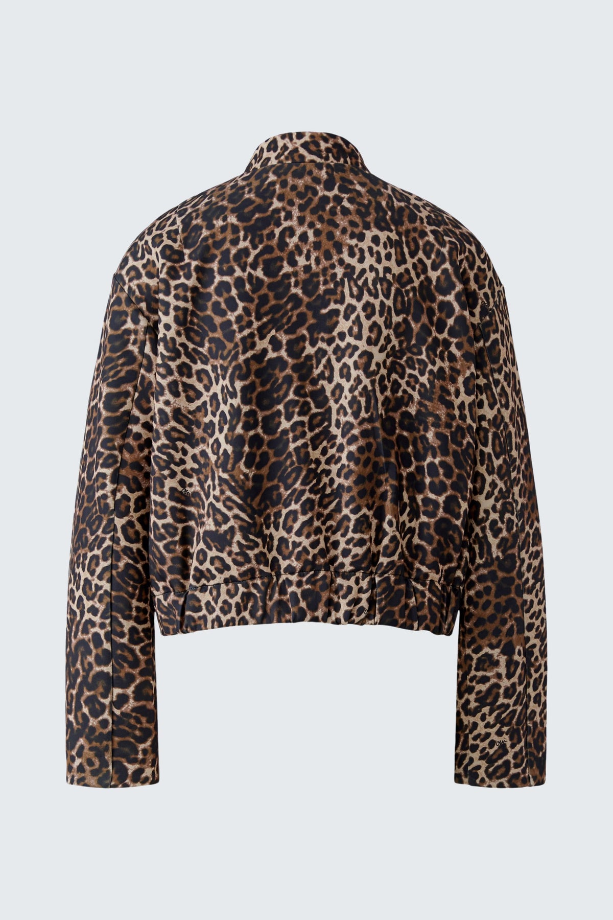 Leopard print scuba jacket in camel grey