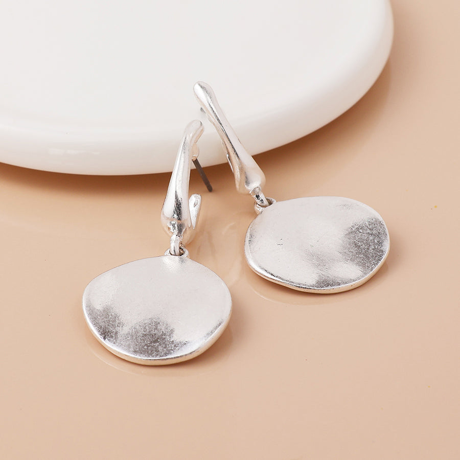 Pom Disc Drop Earrings In Silver