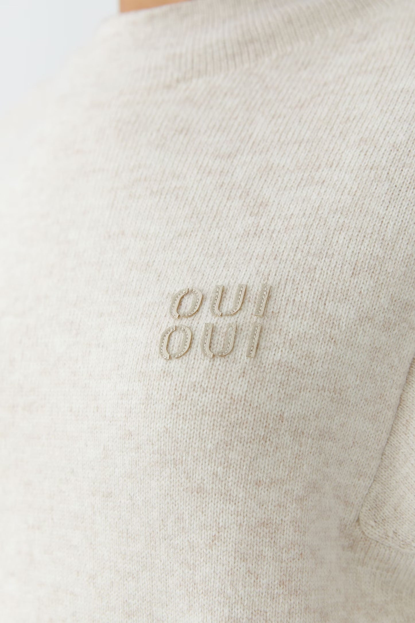 Oui Pullover With Pocket In Light Beige