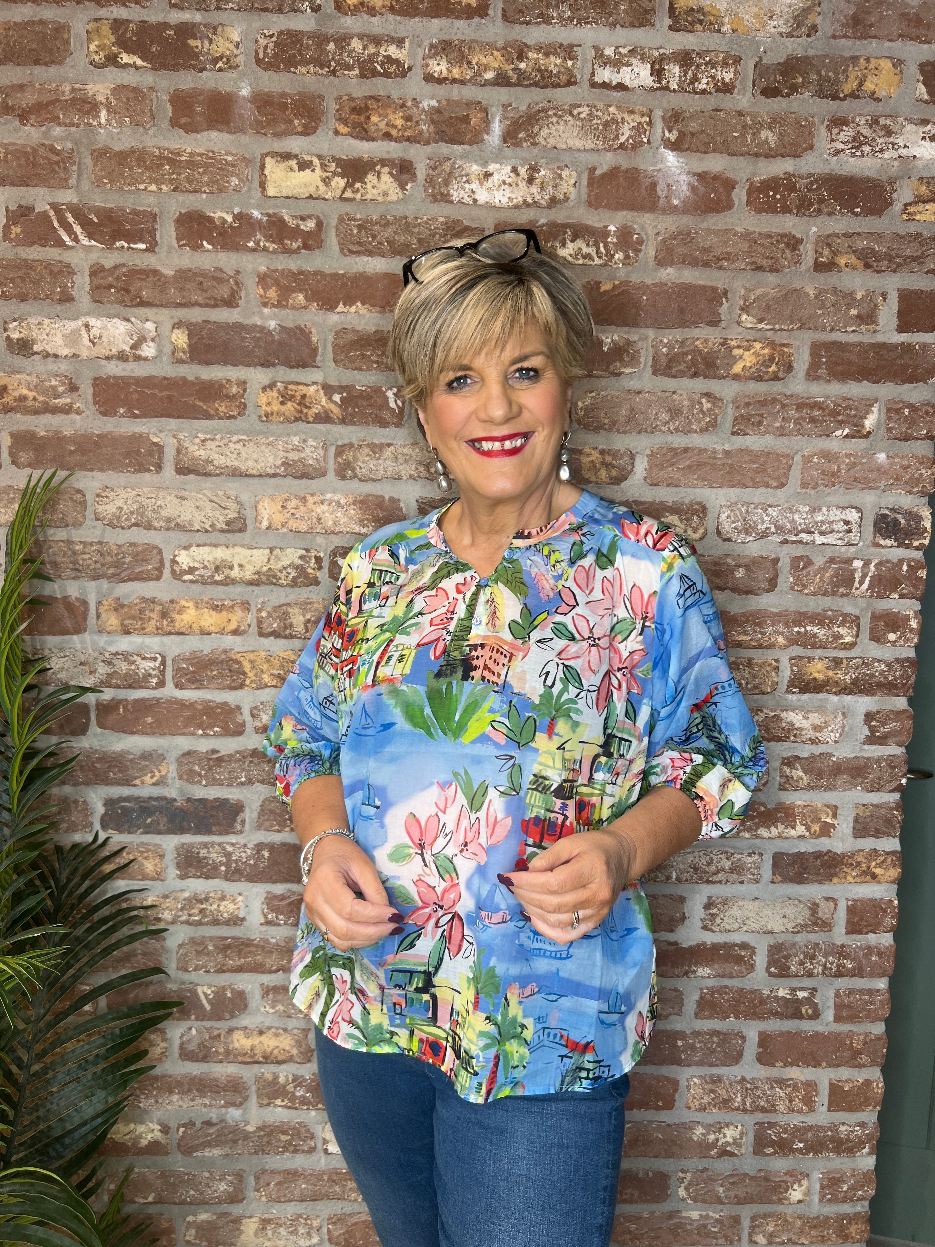 Milano Italy Oversized Blouse In multi