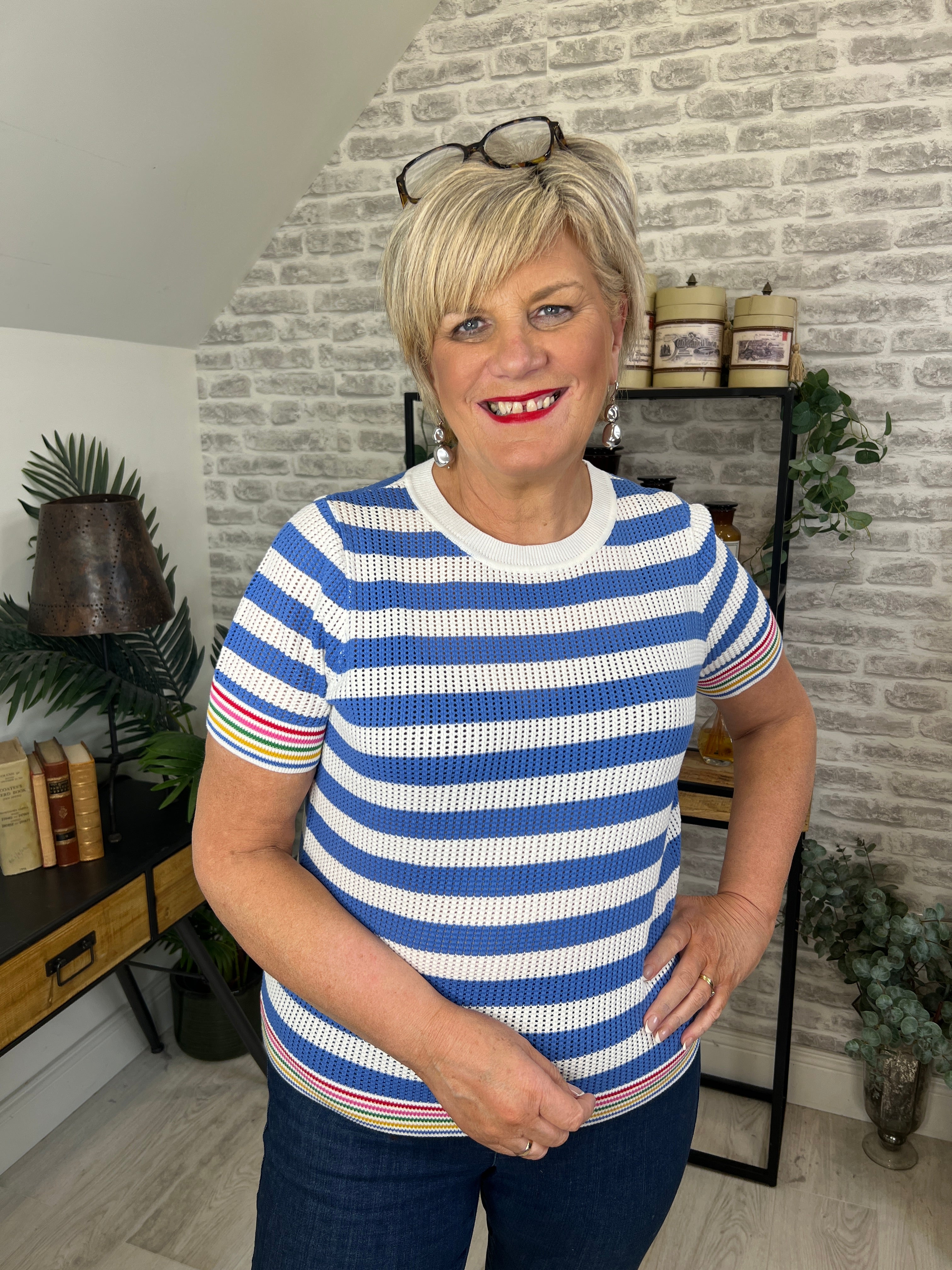 Sugarhill Brighton Arden Knit Top In Blue Multi