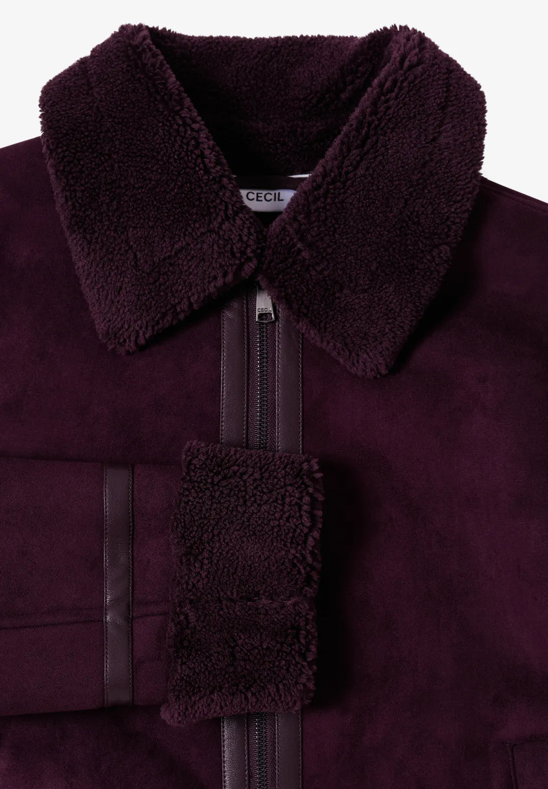 Cecil Velour Jacket In Eggplant Red