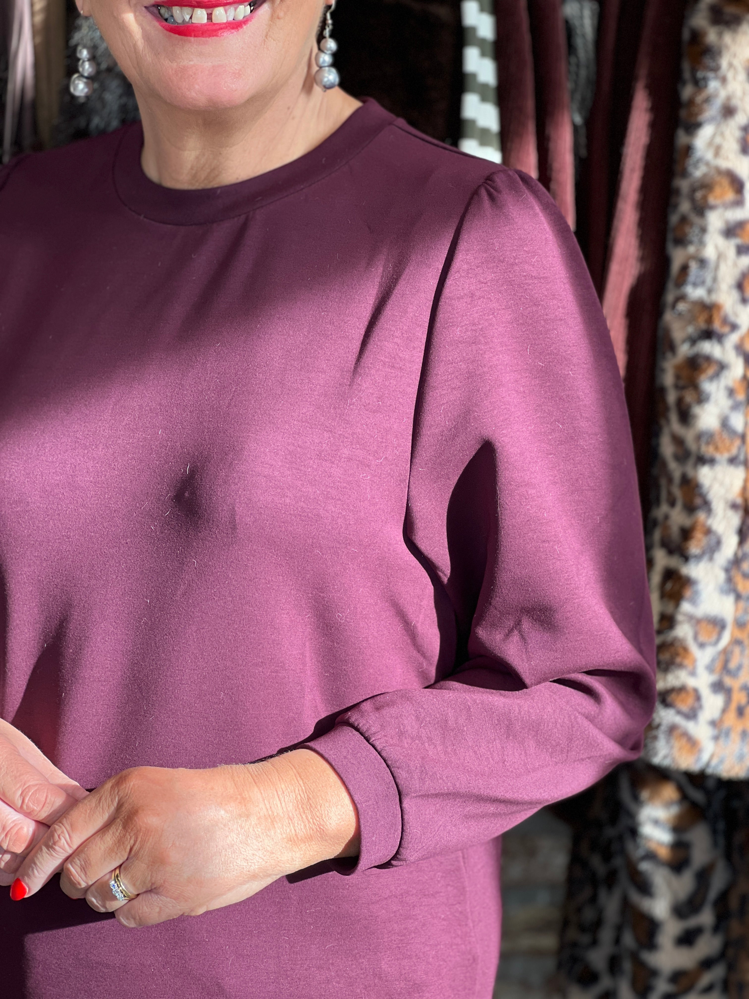 Street One Silk Look Sweatshirt In Jazz Berry