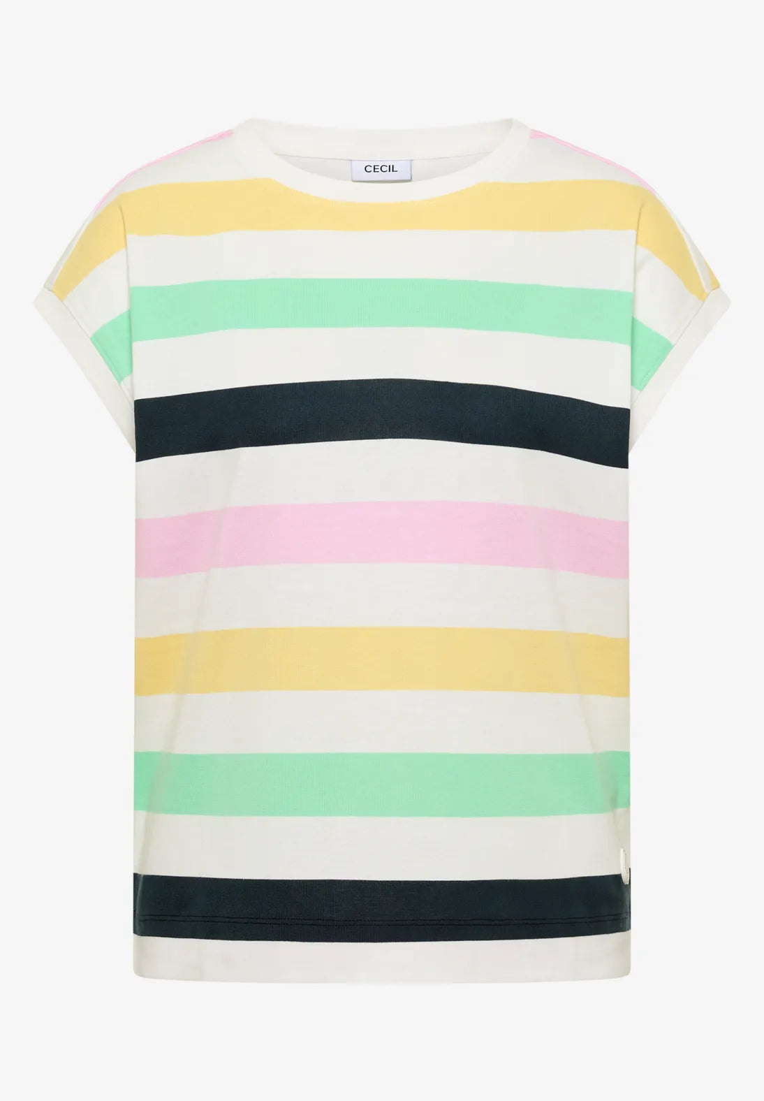 Cecil multi stripe T-shirt in Vanilla White