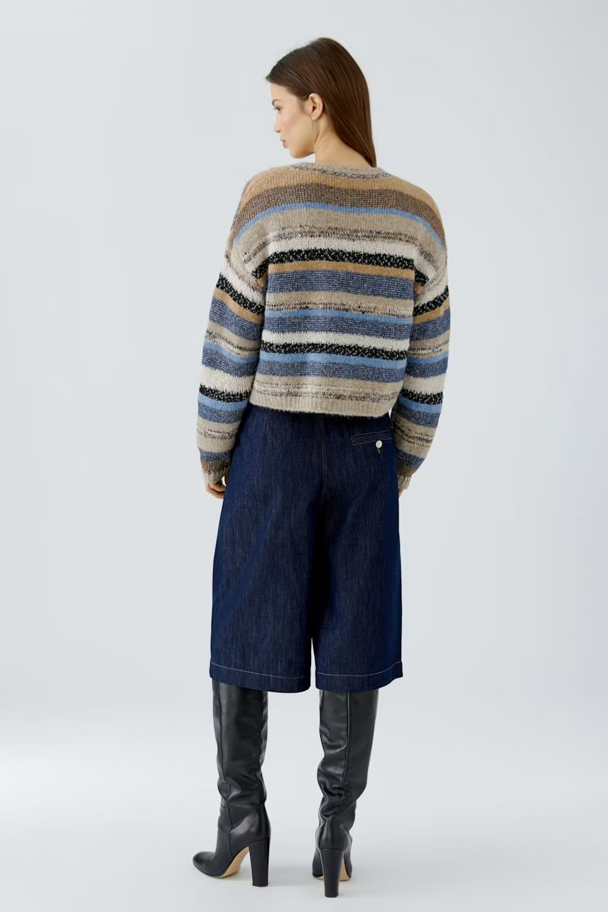 Oui Pullover In Light brown & blue