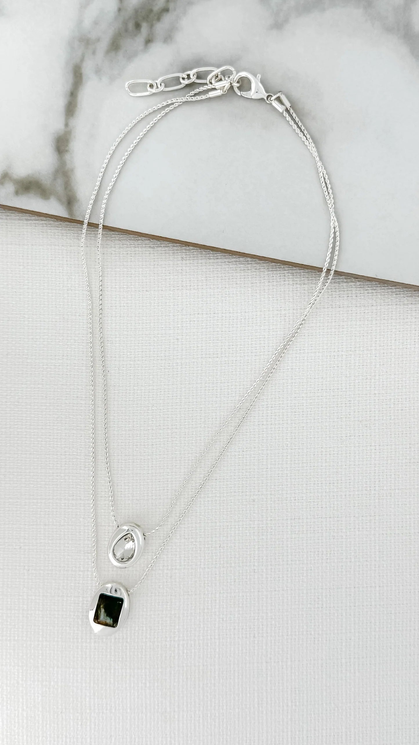 Envy layered pendant Necklace In Silver