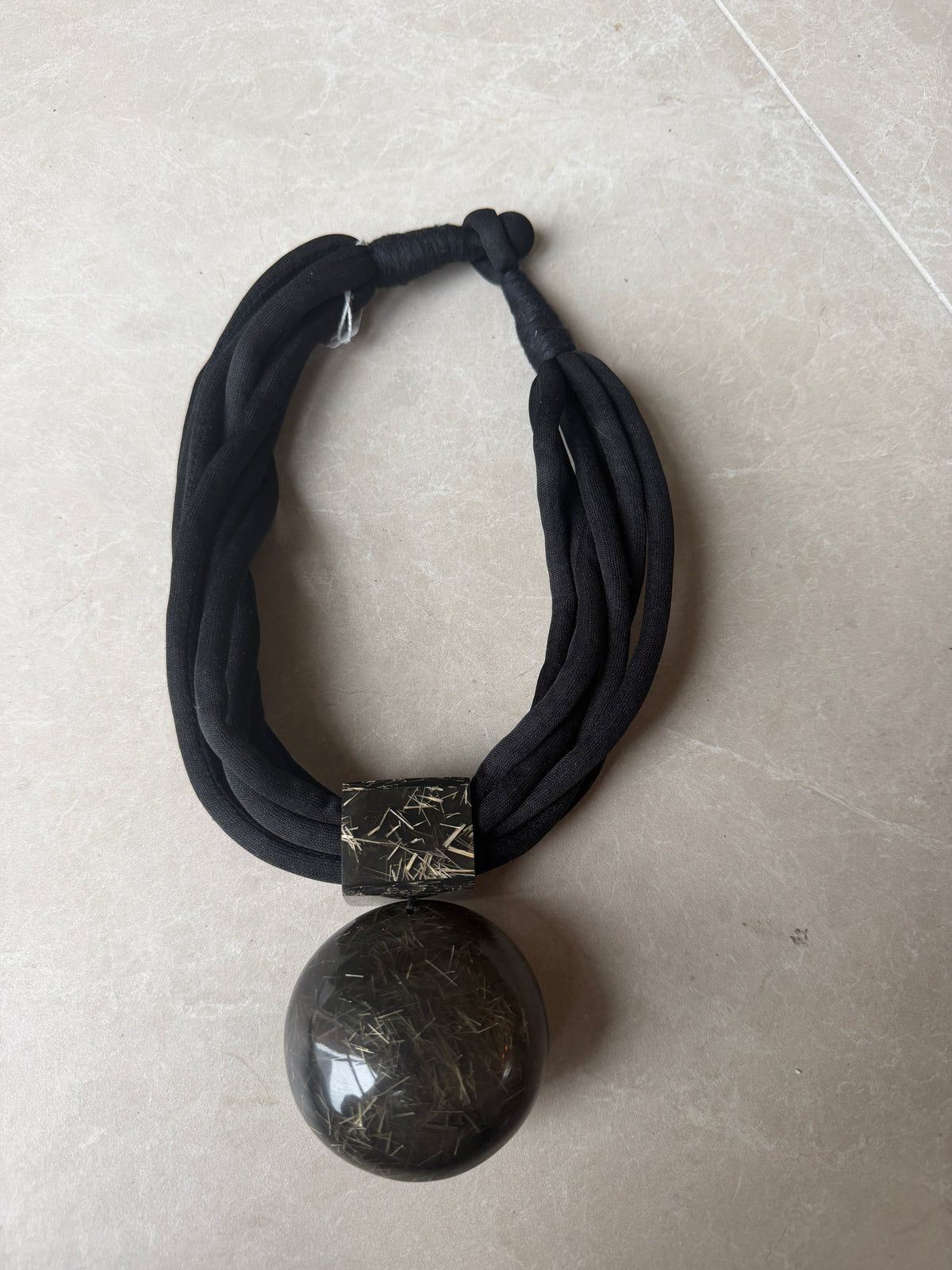 Multiple strand fob necklace in black multi