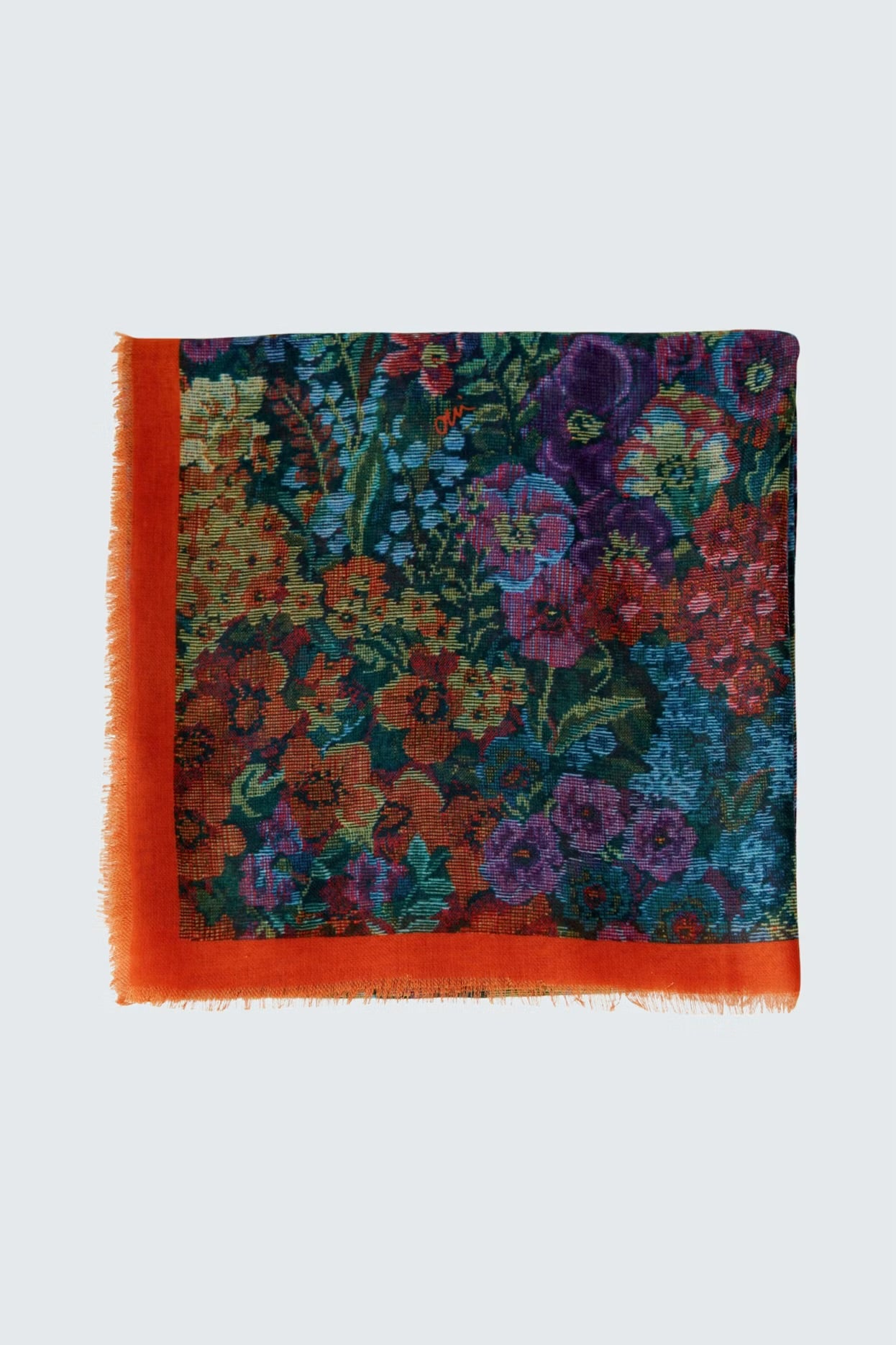 Oui Patterned Scarf In Lilac Yellow