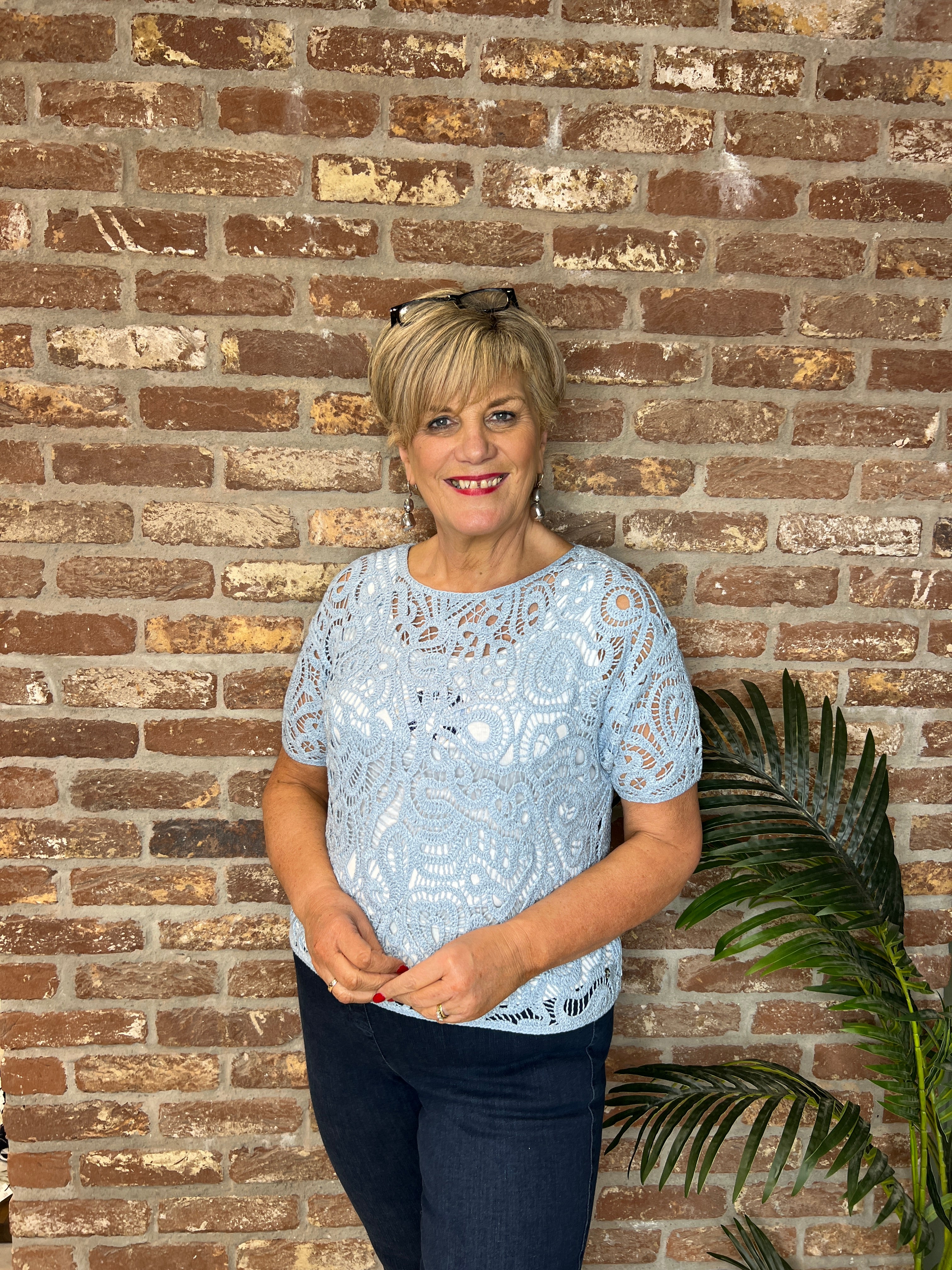 Monari open work pullover In Sea Side