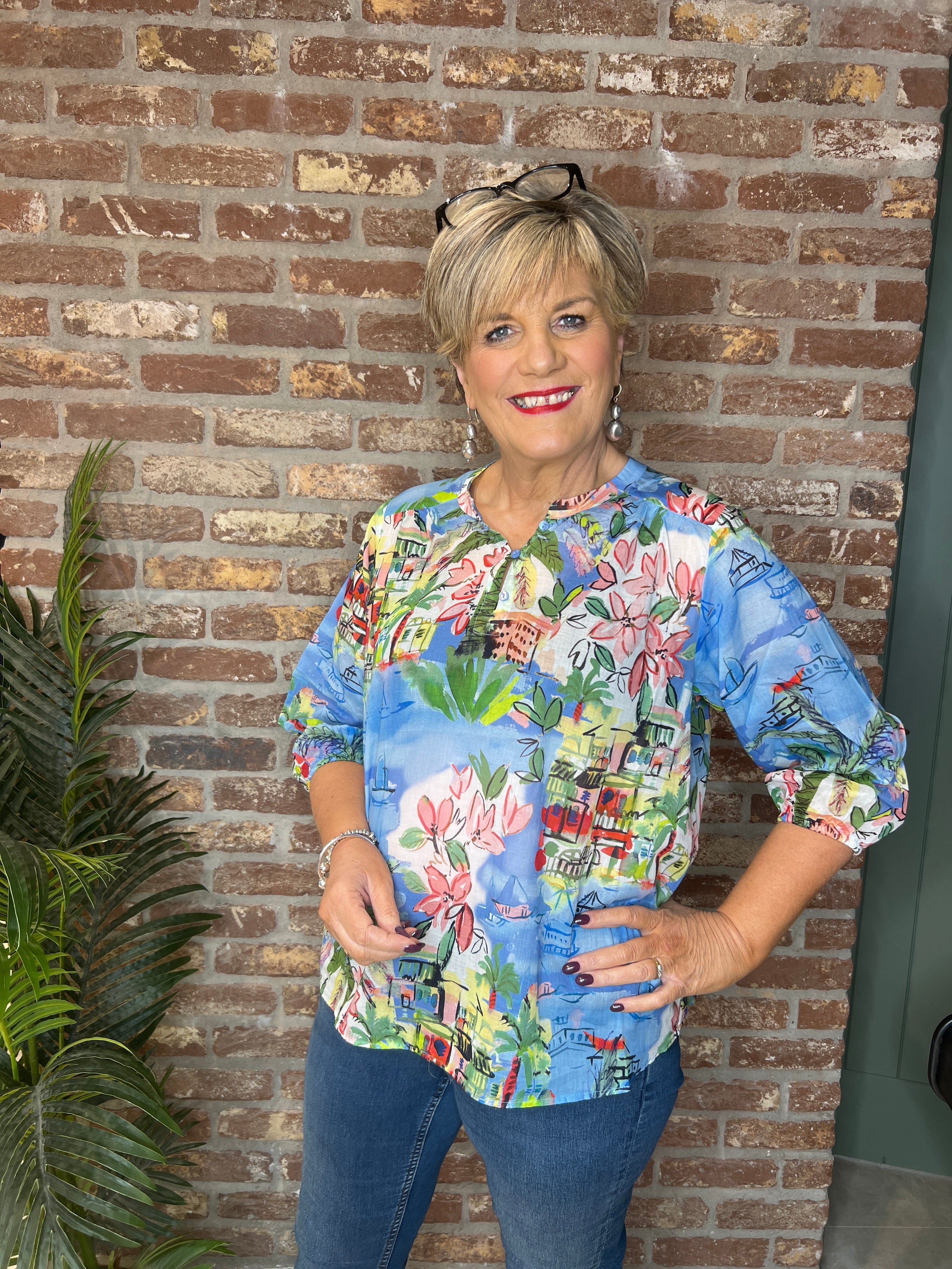 Milano Italy Oversized Blouse In multi