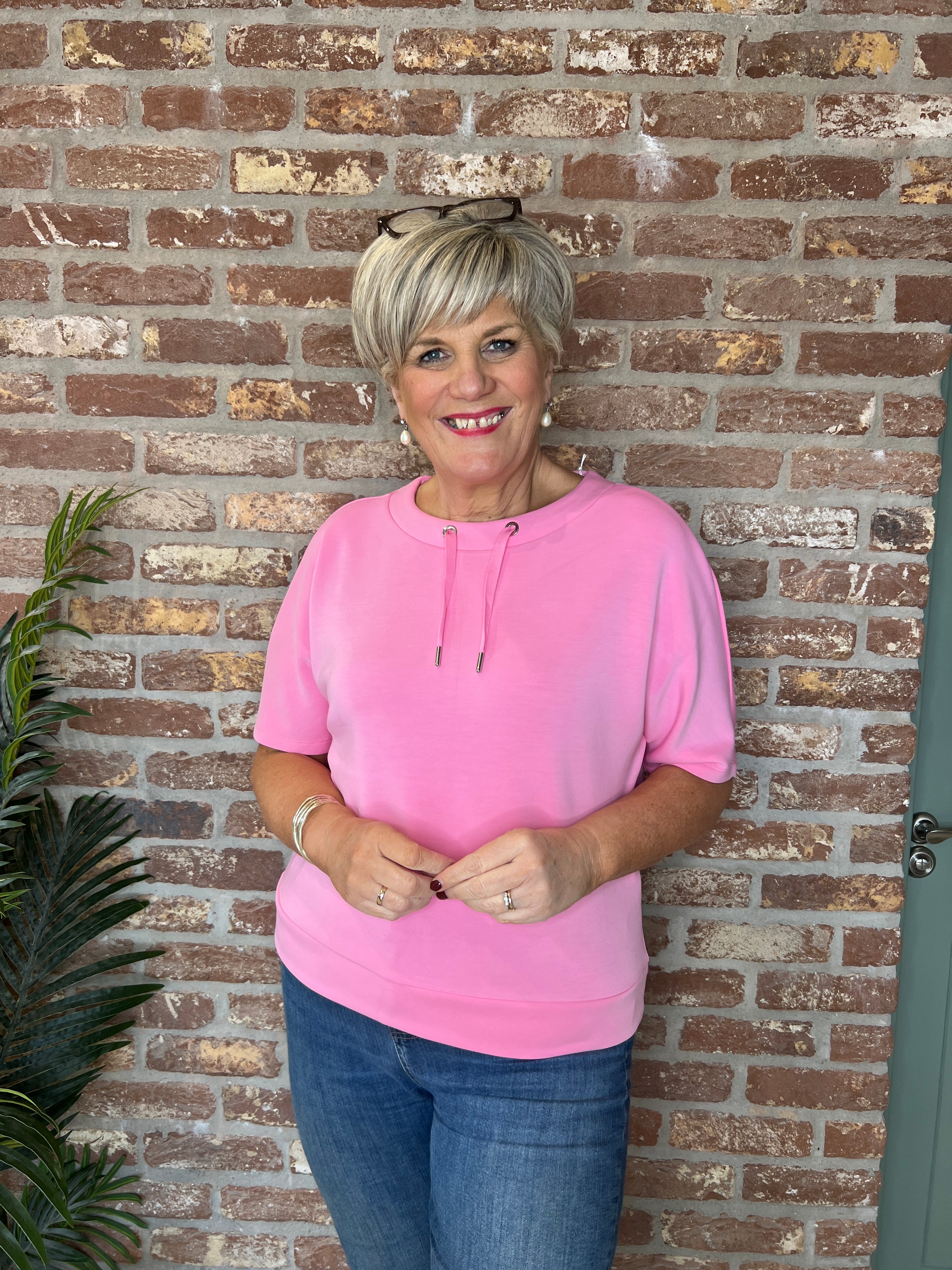 Street One silk look sweatshirt In pink