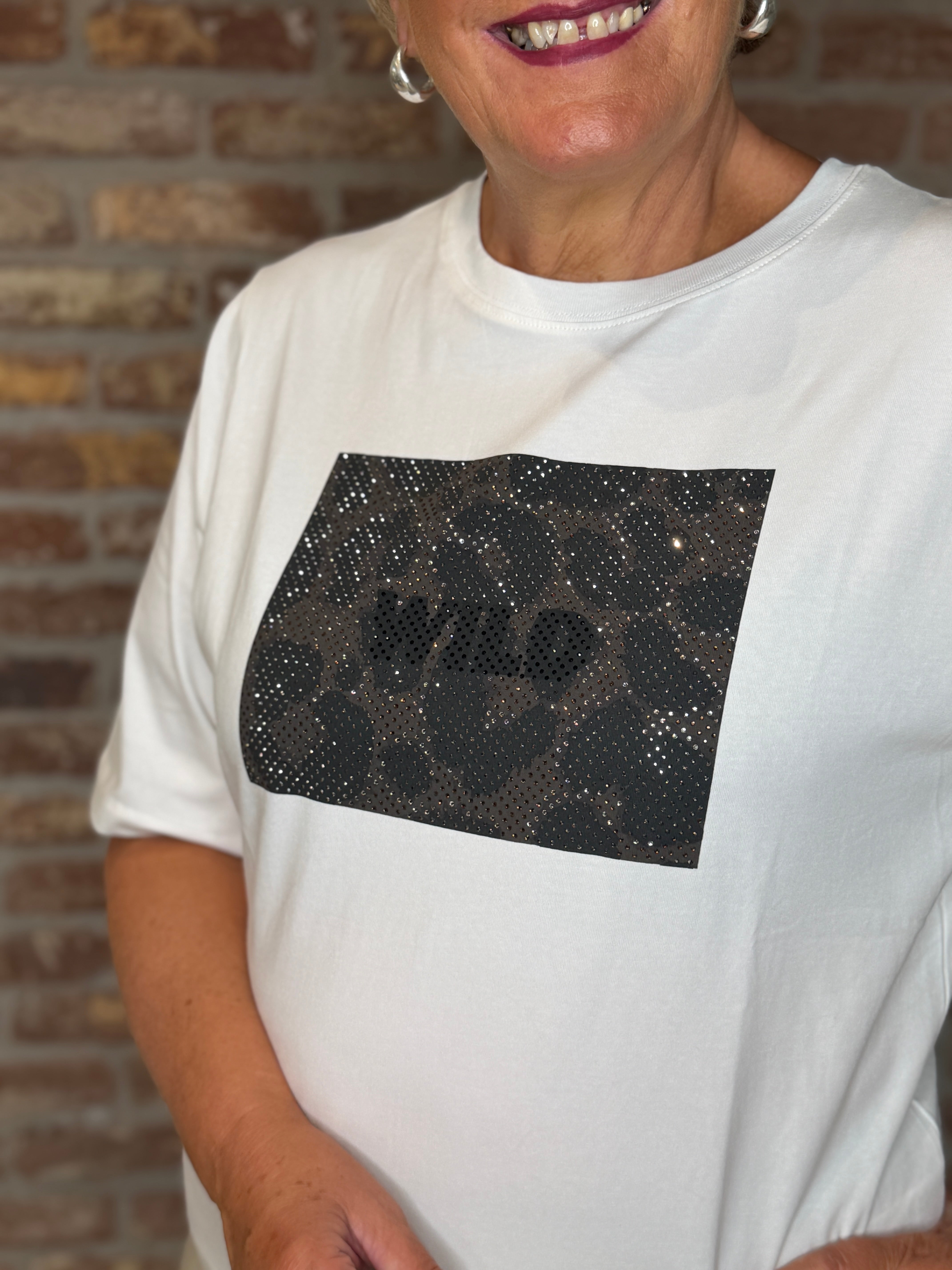Oui Wild Motif T-shirt In Cloud Dancer