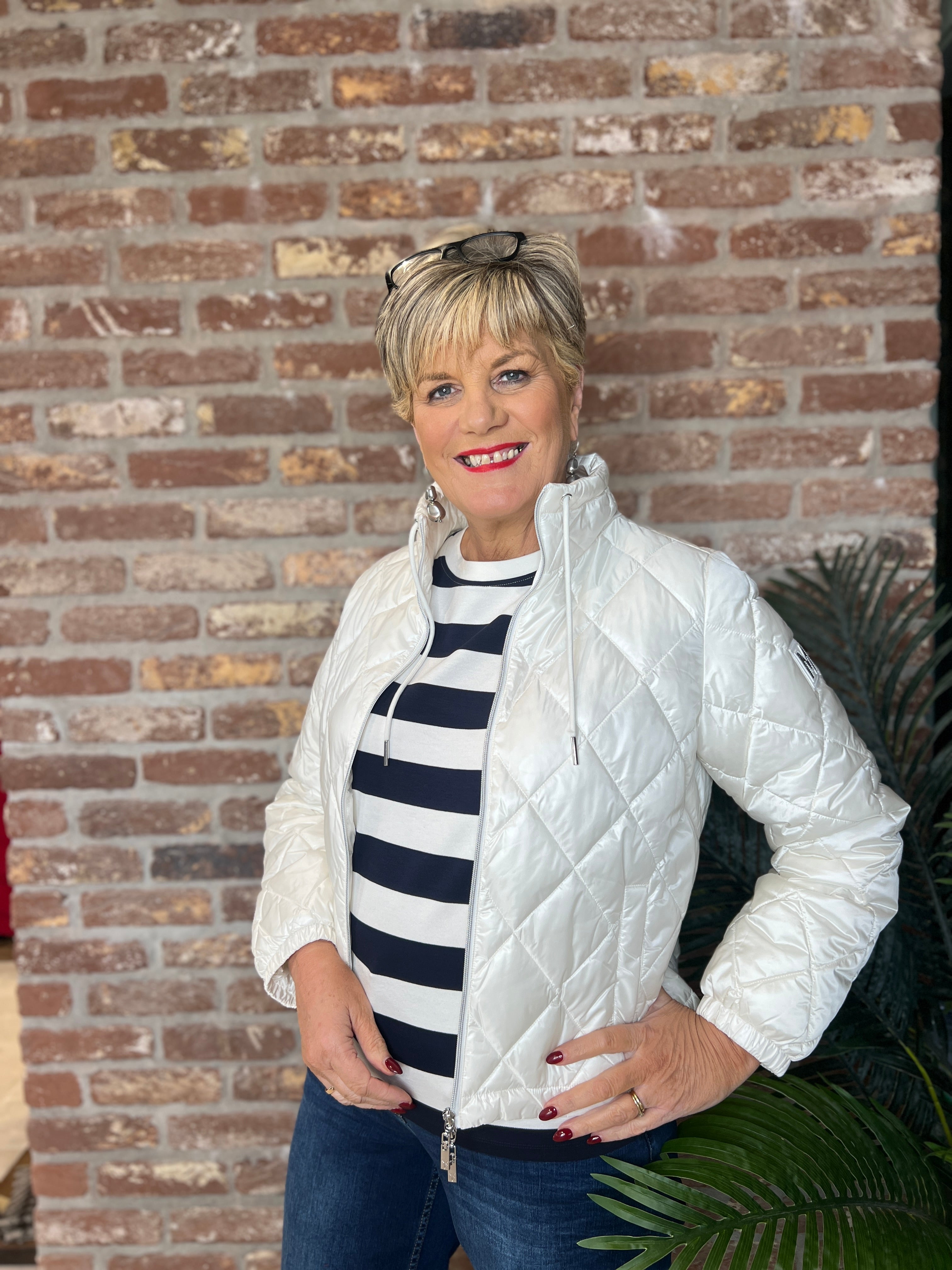 Monari Quilted Coat In Off White