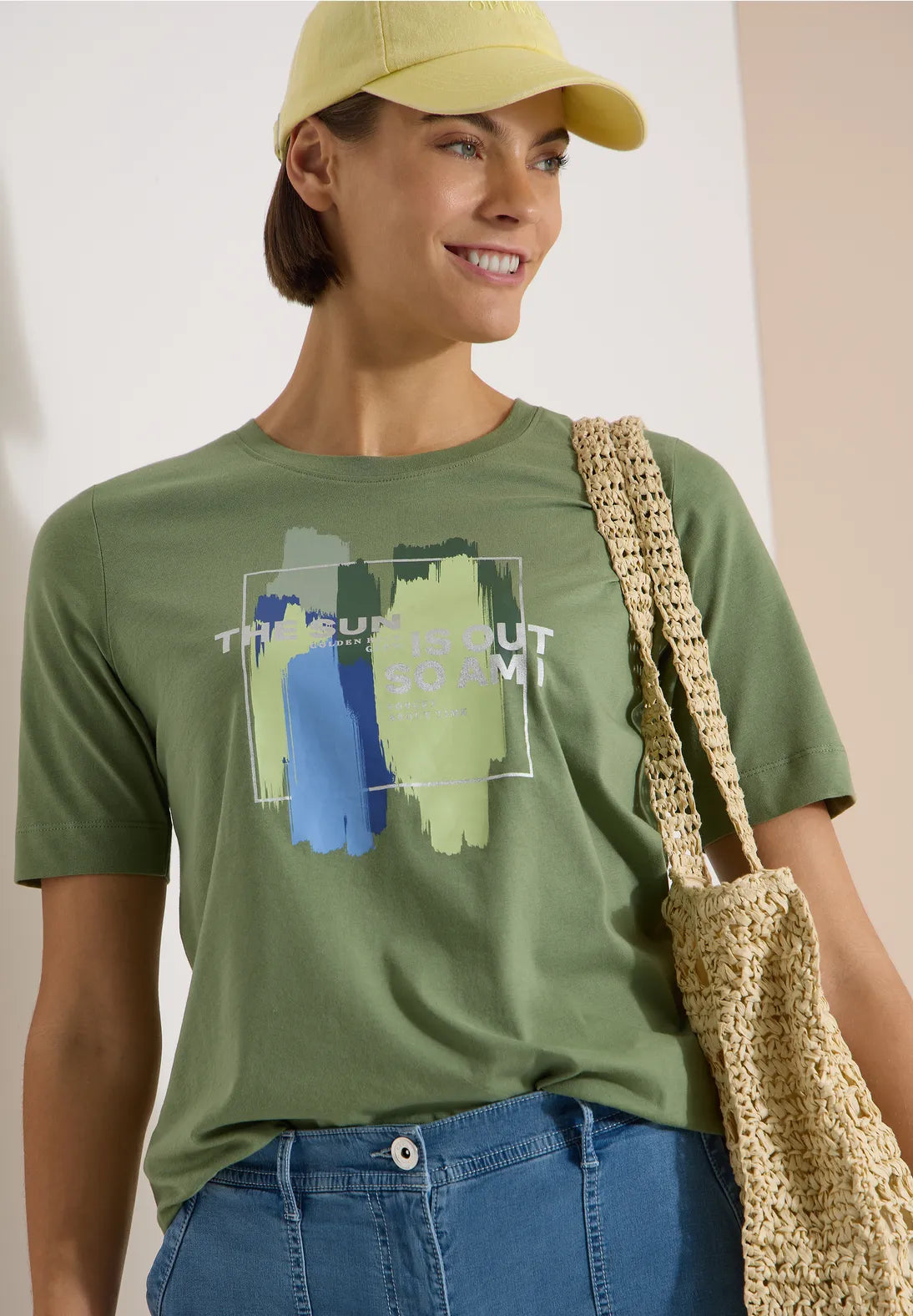 Cecil Multicoloured T-shirt In Deep Matcha Green