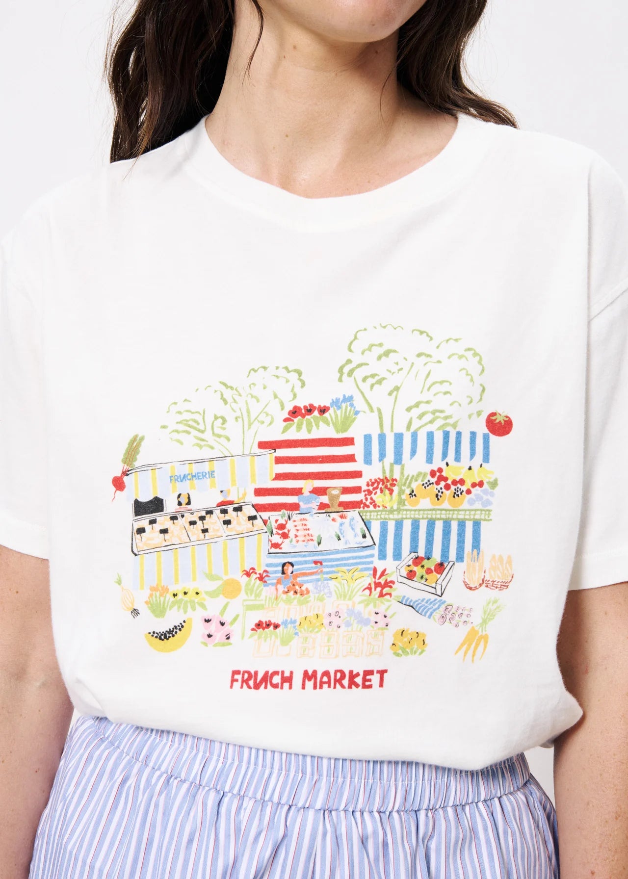FRNCH Ivan T-shirt In White Multi