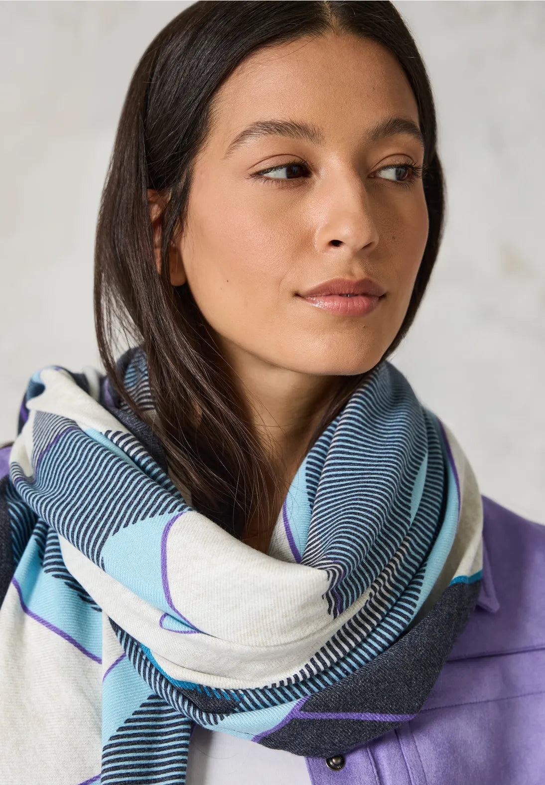 Cecil Cosy Printed Scarf In Dark Navy Blue