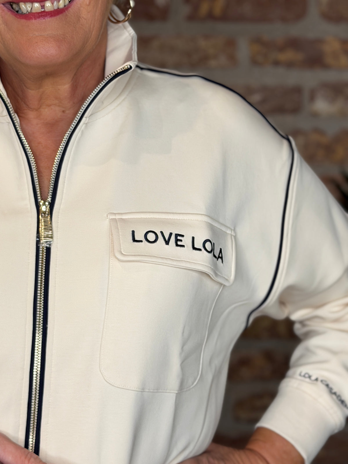 Jacket with High collar in Ecru