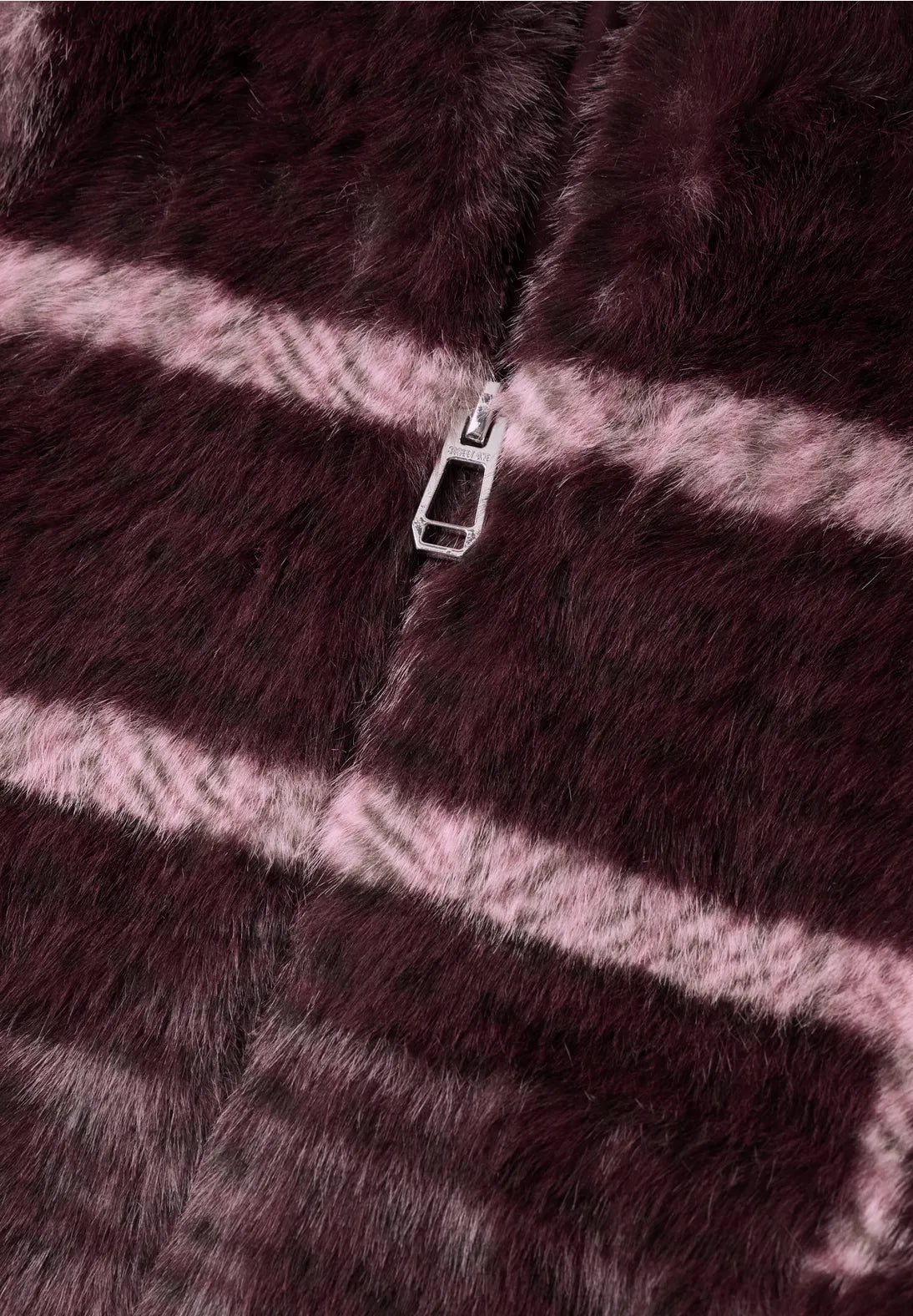 Checked faux fur jacket in rustic rouge