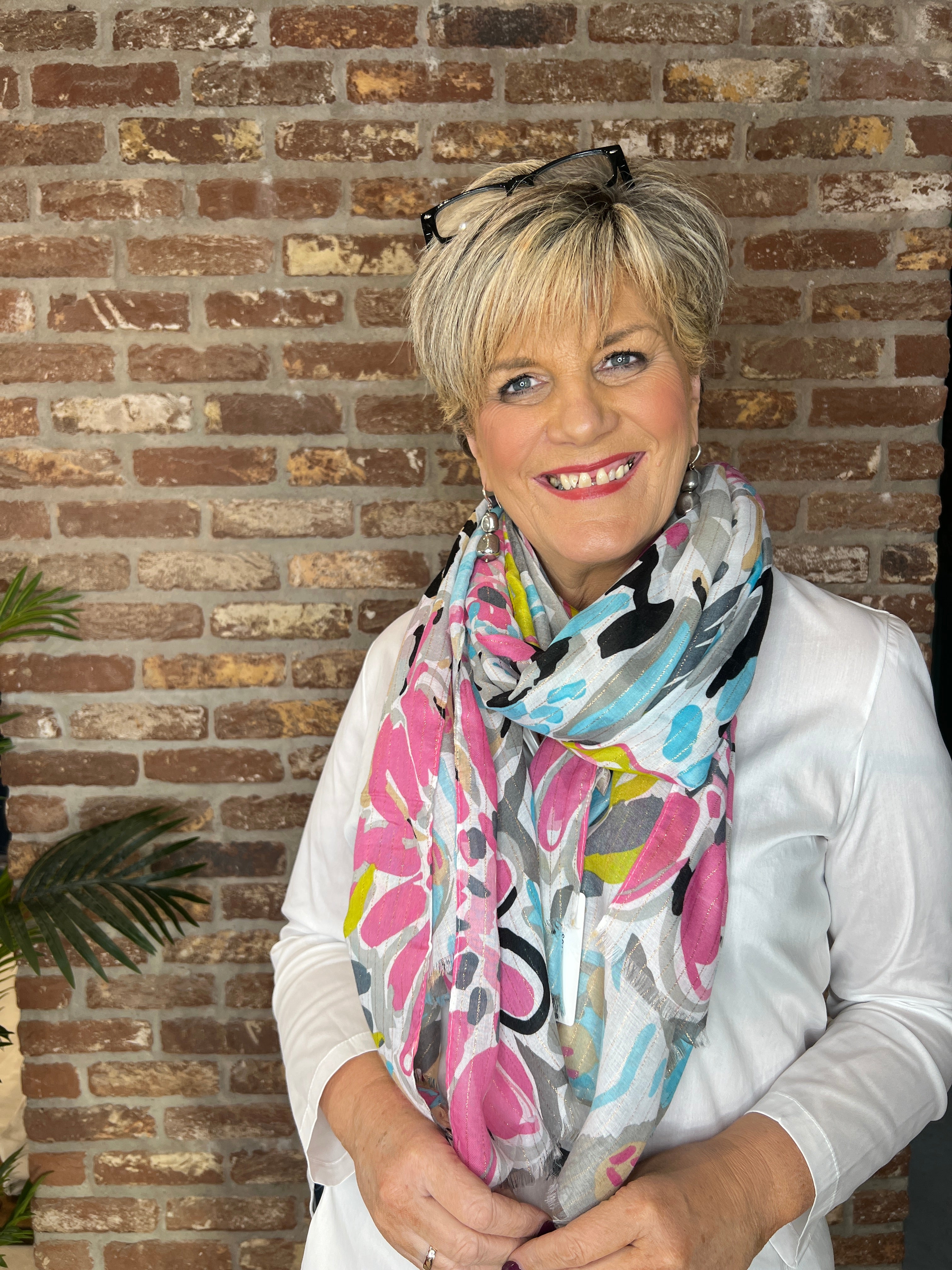 Pipa Patterned Scarf In Grey Multi