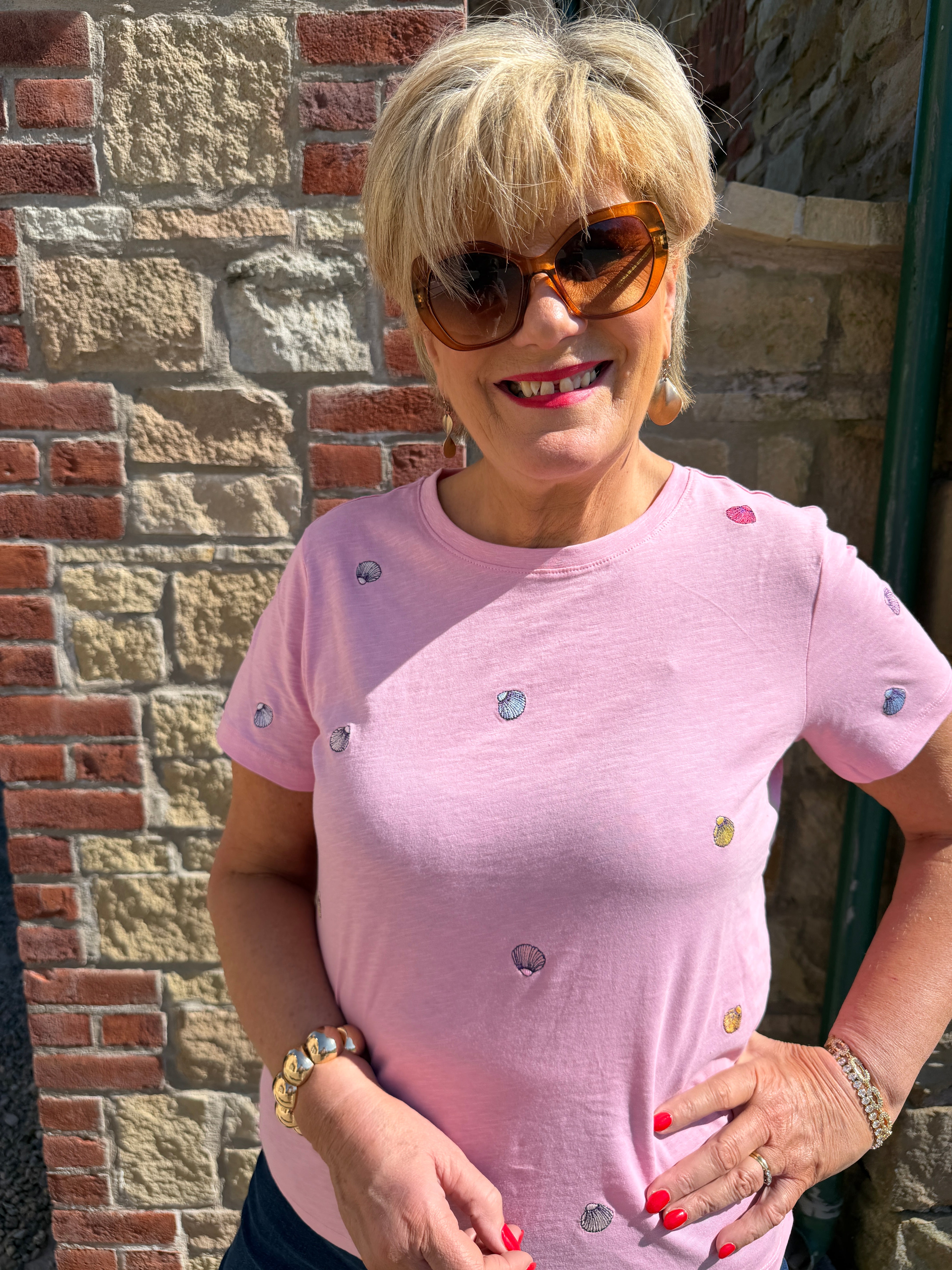 Nümph Organic Cotton print t-shirt in Prism Pink