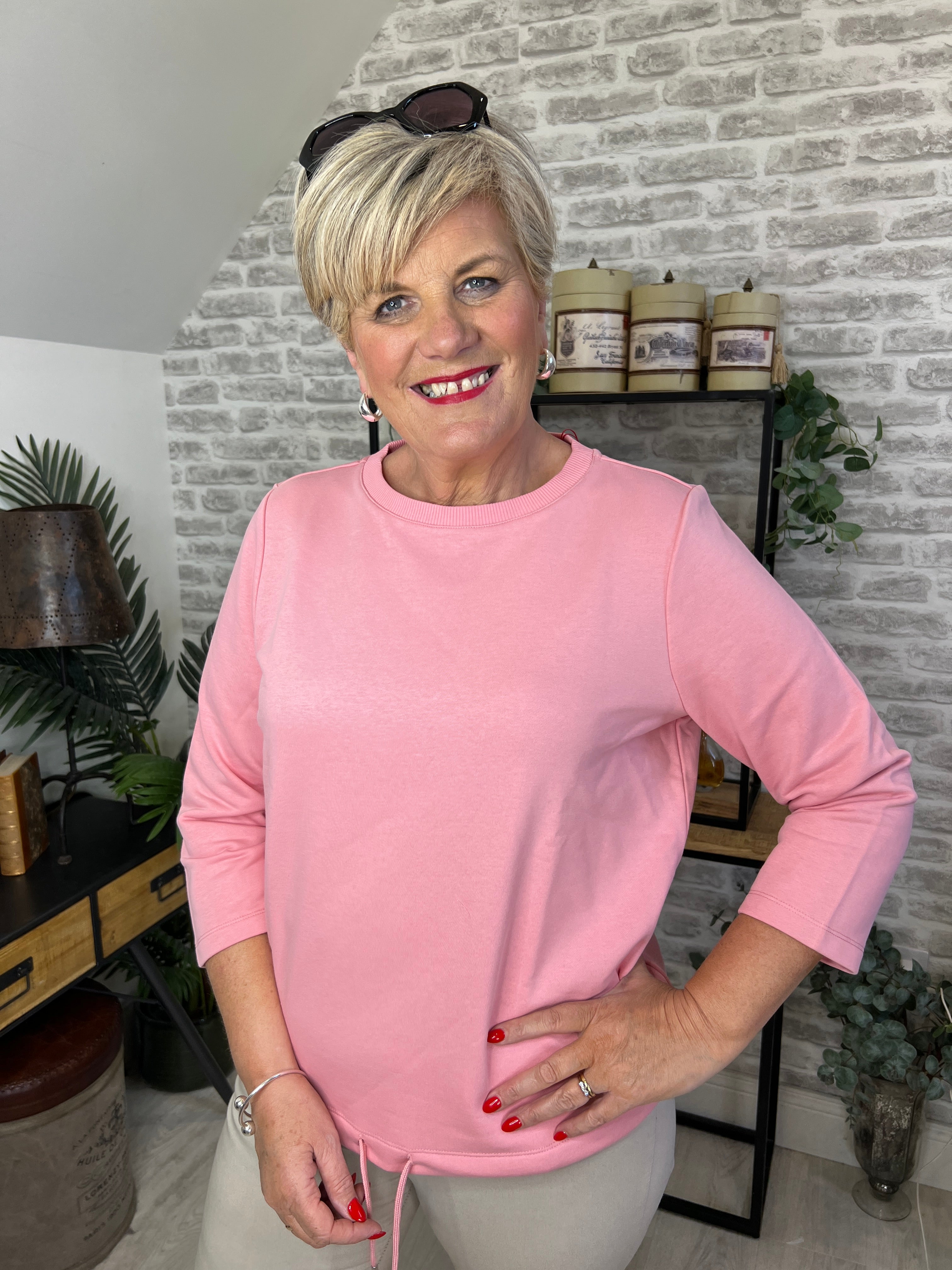 Street One crewneck sweatshirt In Blush Peach